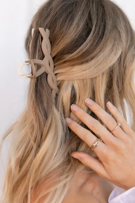 Connie Two Tone Hairclip - White/Tan made by Petal & Pup