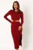Jonah Long Sleeve Midi Dress - Red Dhalia sold by Petal & Pup