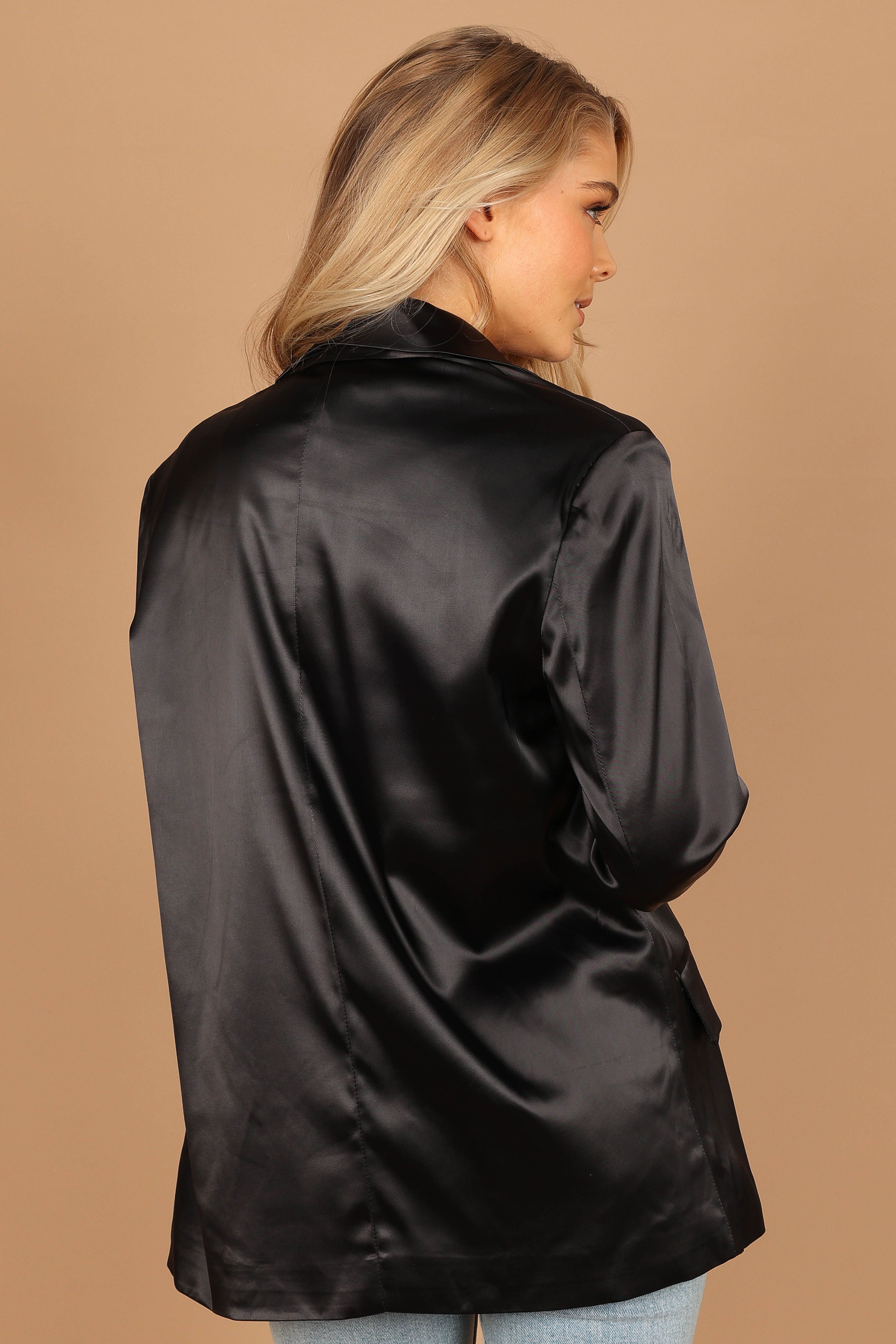 Petra Satin Single Button Blazer - Black sold by Petal & Pup product image thumbnail 5