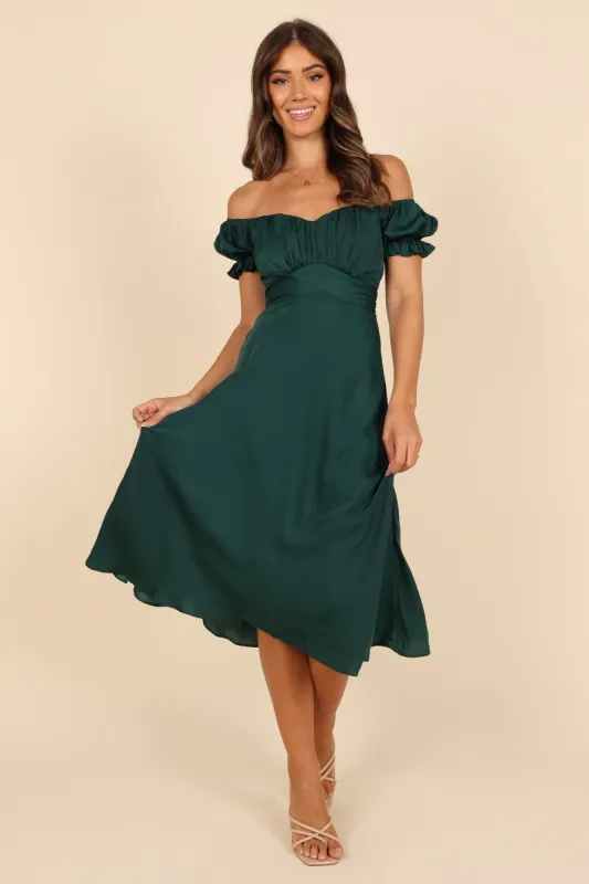 Mickenna Sweetheart Frill Midi Dress - Emerald sold by Petal & Pup