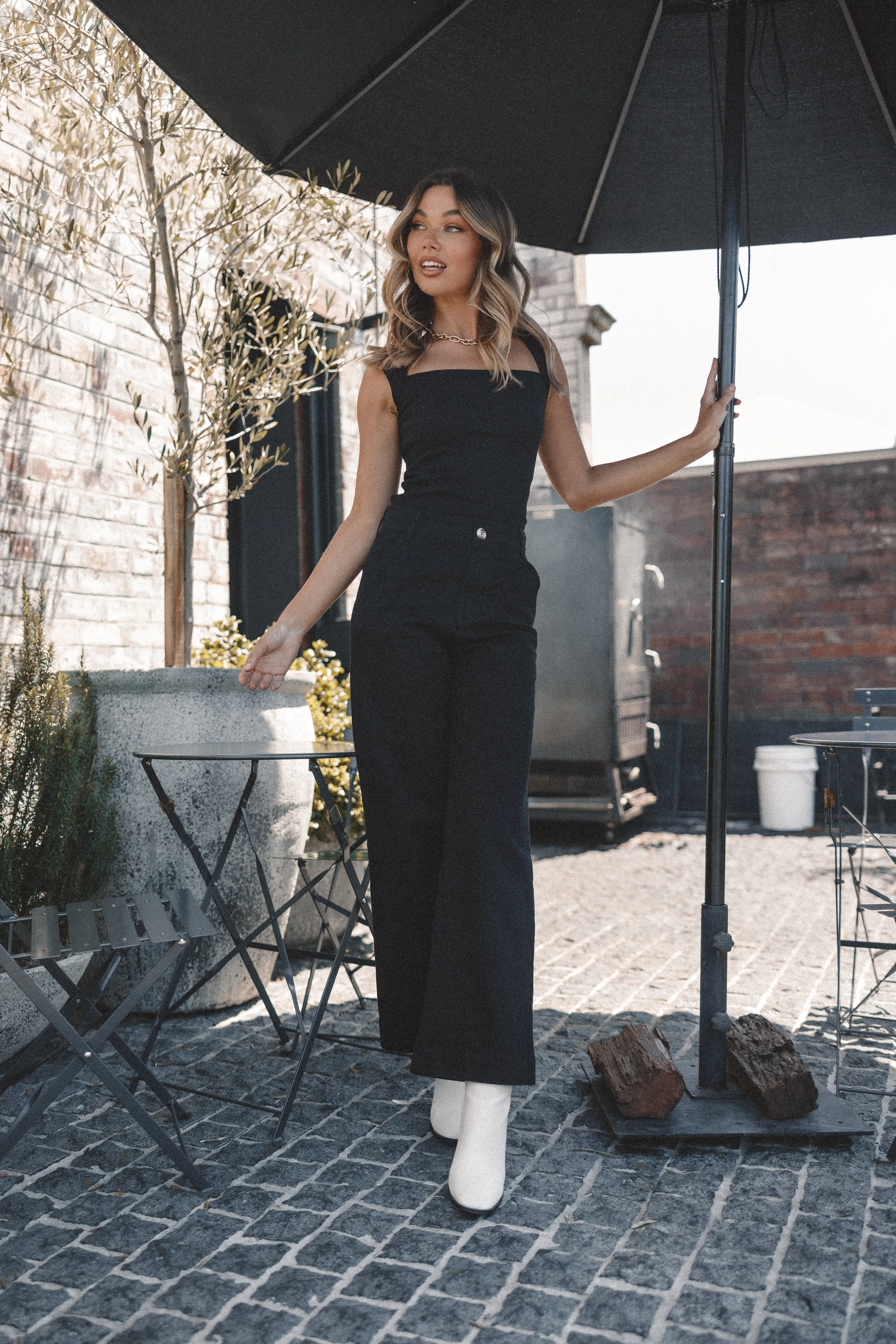 Georgia Wide Leg Pant - Black sold by Petal & Pup