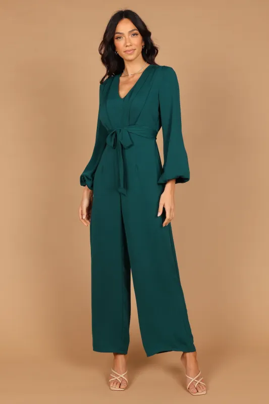 Leilani Tie Waist Jumpsuit - Emerald sold by Petal & Pup