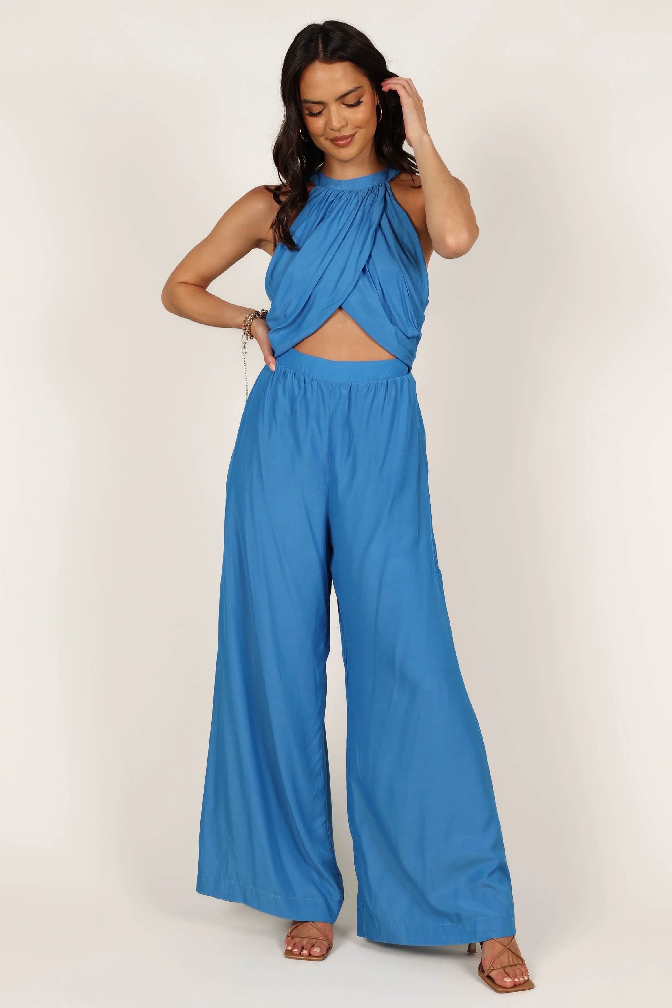 Mercedes Drape Front Jumpsuit - Capri Blue sold by Petal & Pup product image thumbnail 4
