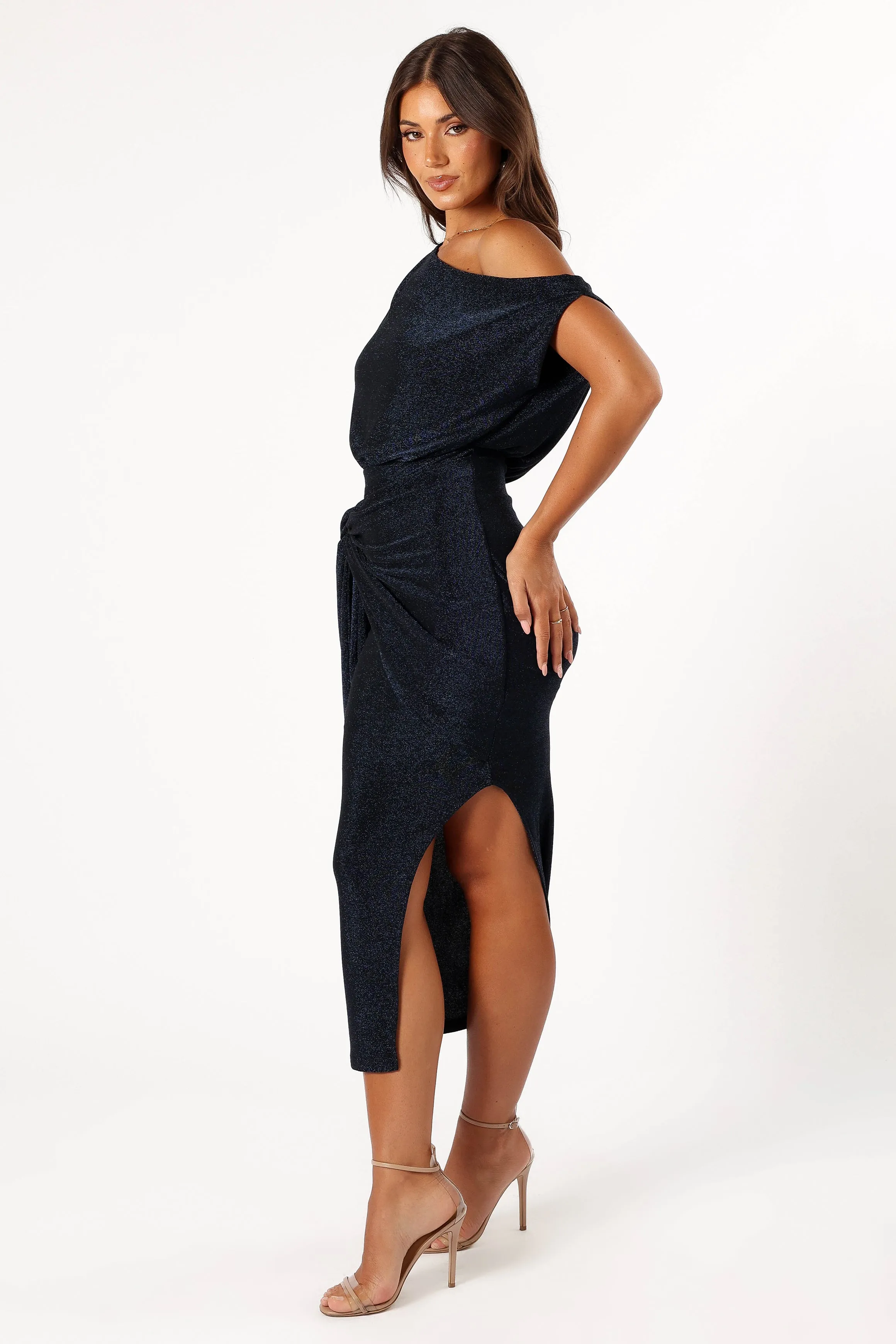 Santiago Off Shoulder Midi Dress - Navy sold by Petal & Pup product image thumbnail 5