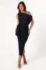 Santiago Off Shoulder Midi Dress - Navy sold by Petal & Pup