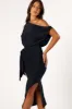 Santiago Off Shoulder Midi Dress - Navy sold by Petal & Pup