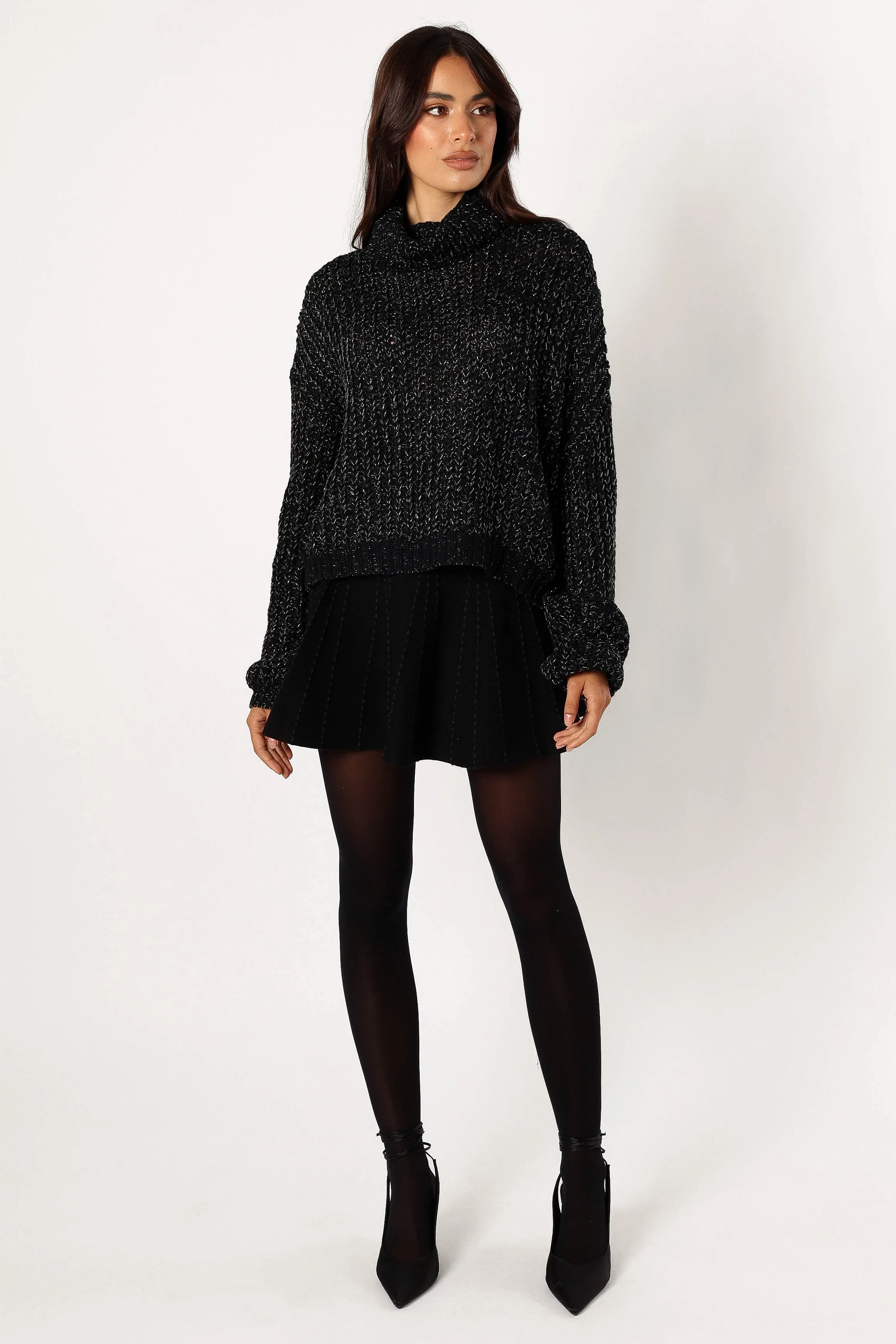 Eleanor Lurex Shine Knit Sweater - Black sold by Petal & Pup product image thumbnail 5