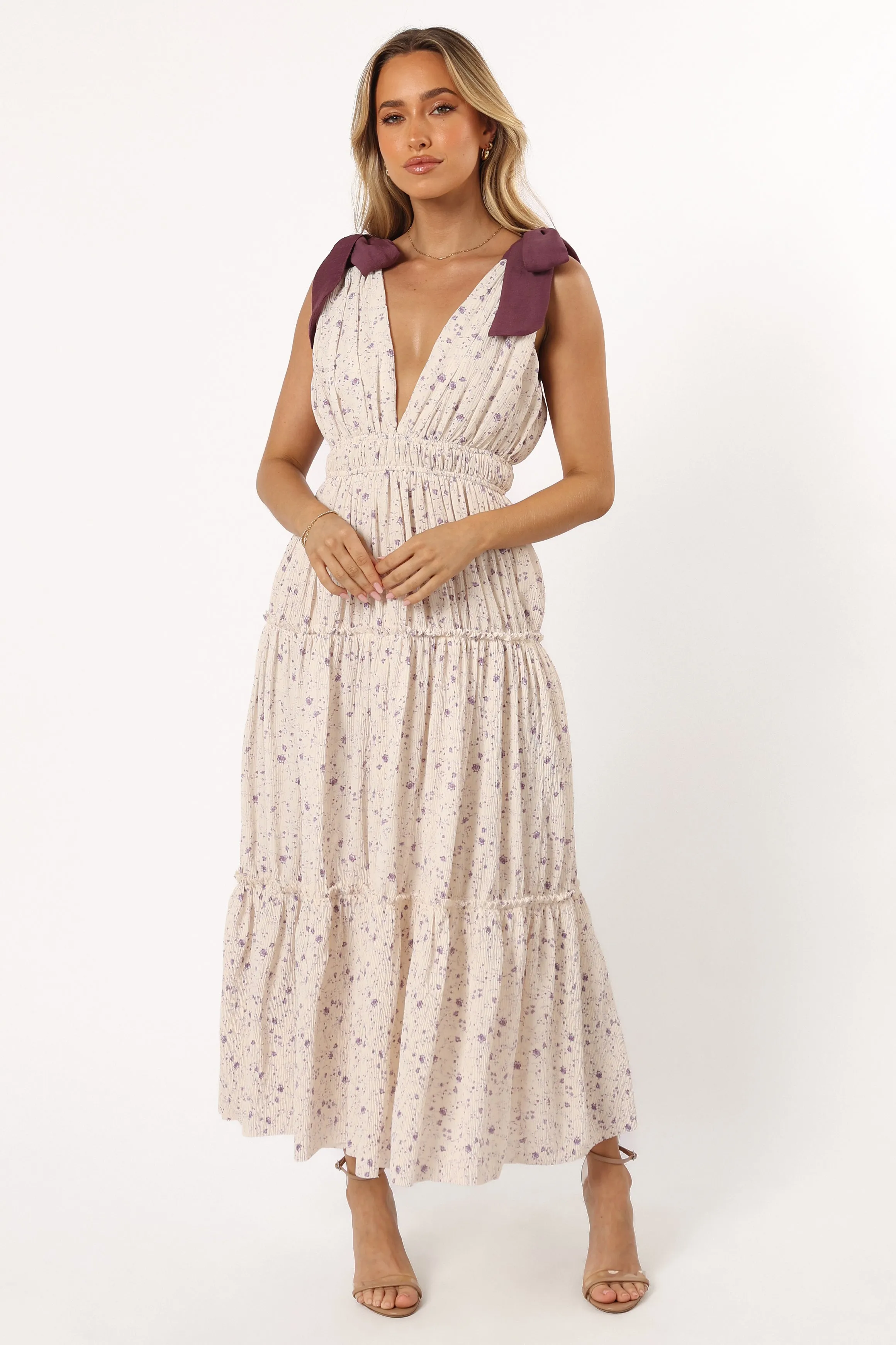 Adeline Maxi Dress - Ivory/Purple sold by Petal & Pup