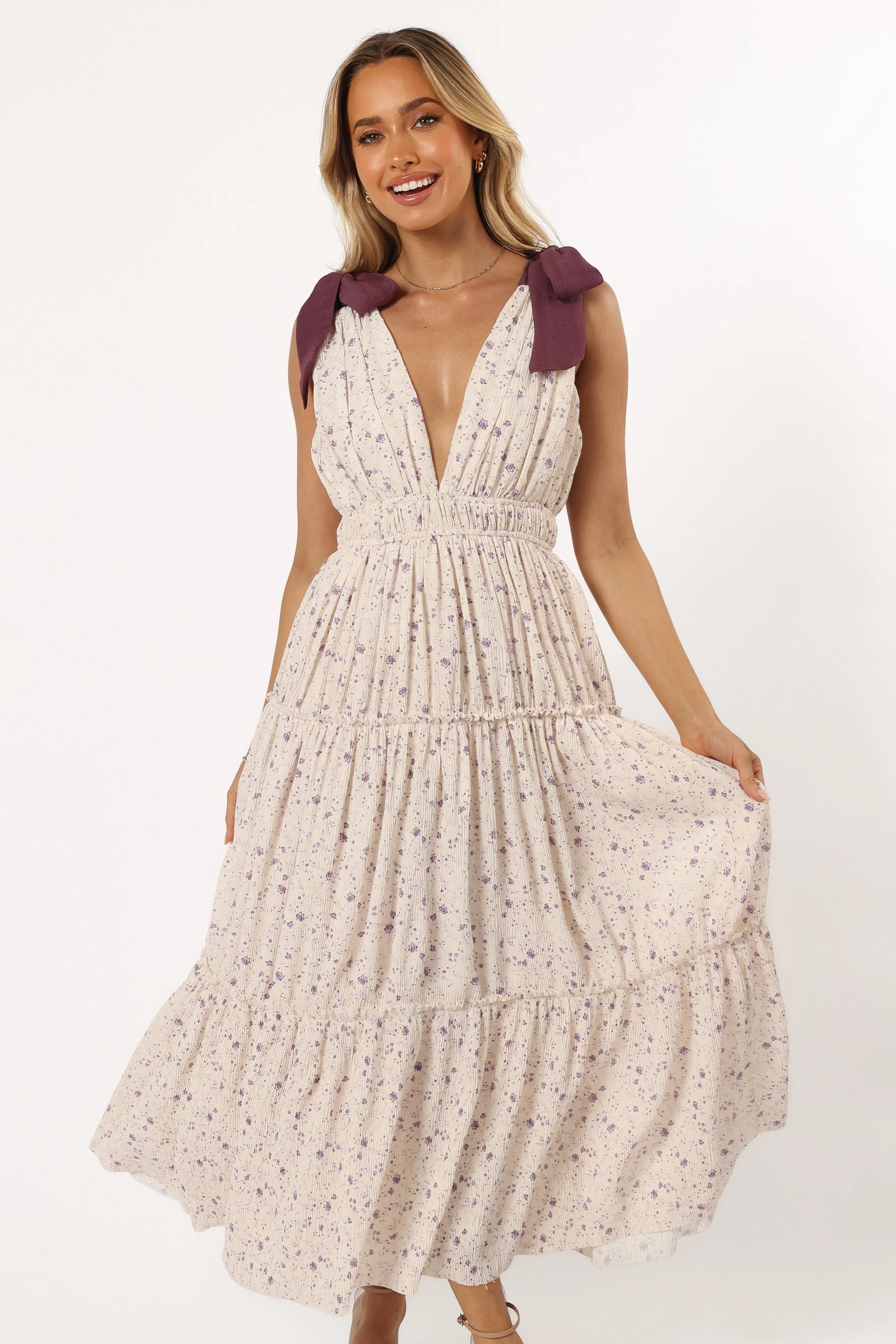 Adeline Maxi Dress - Ivory/Purple sold by Petal & Pup product image thumbnail 3