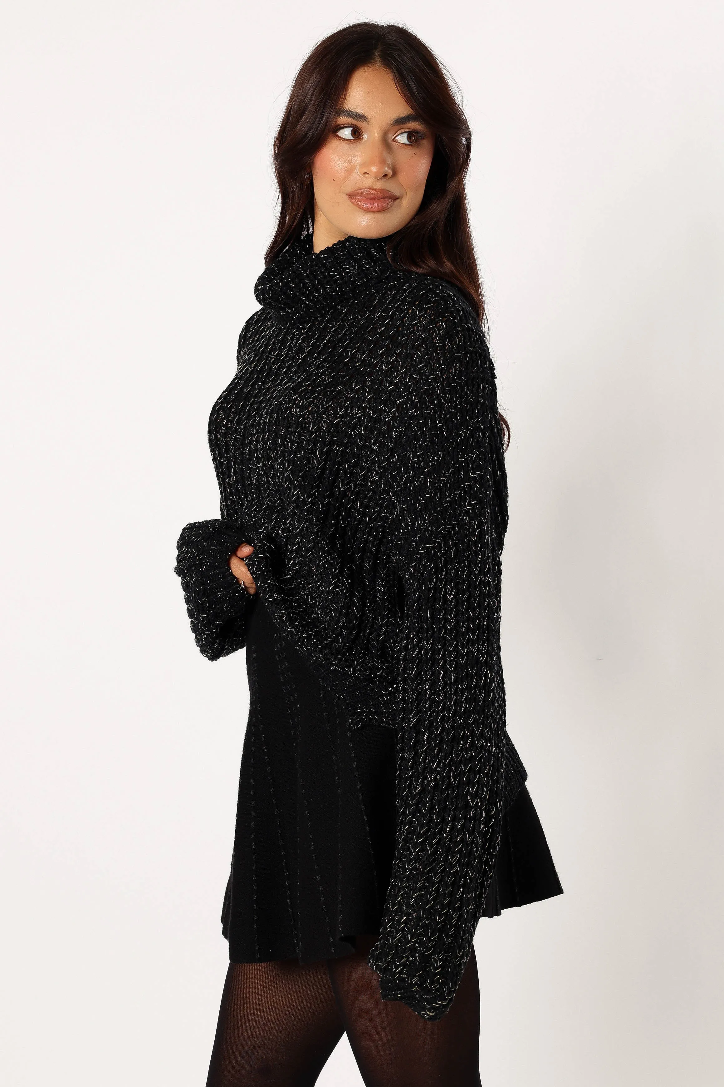 Eleanor Lurex Shine Knit Sweater - Black sold by Petal & Pup product image thumbnail 2
