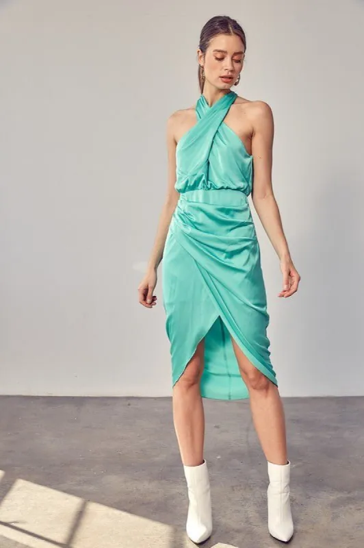 Keke Halterneck Midi Dress - Biscay Green sold by Petal & Pup