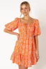Carmen Off Shoulder Mini Dress - Orange Print sold by Petal & Pup