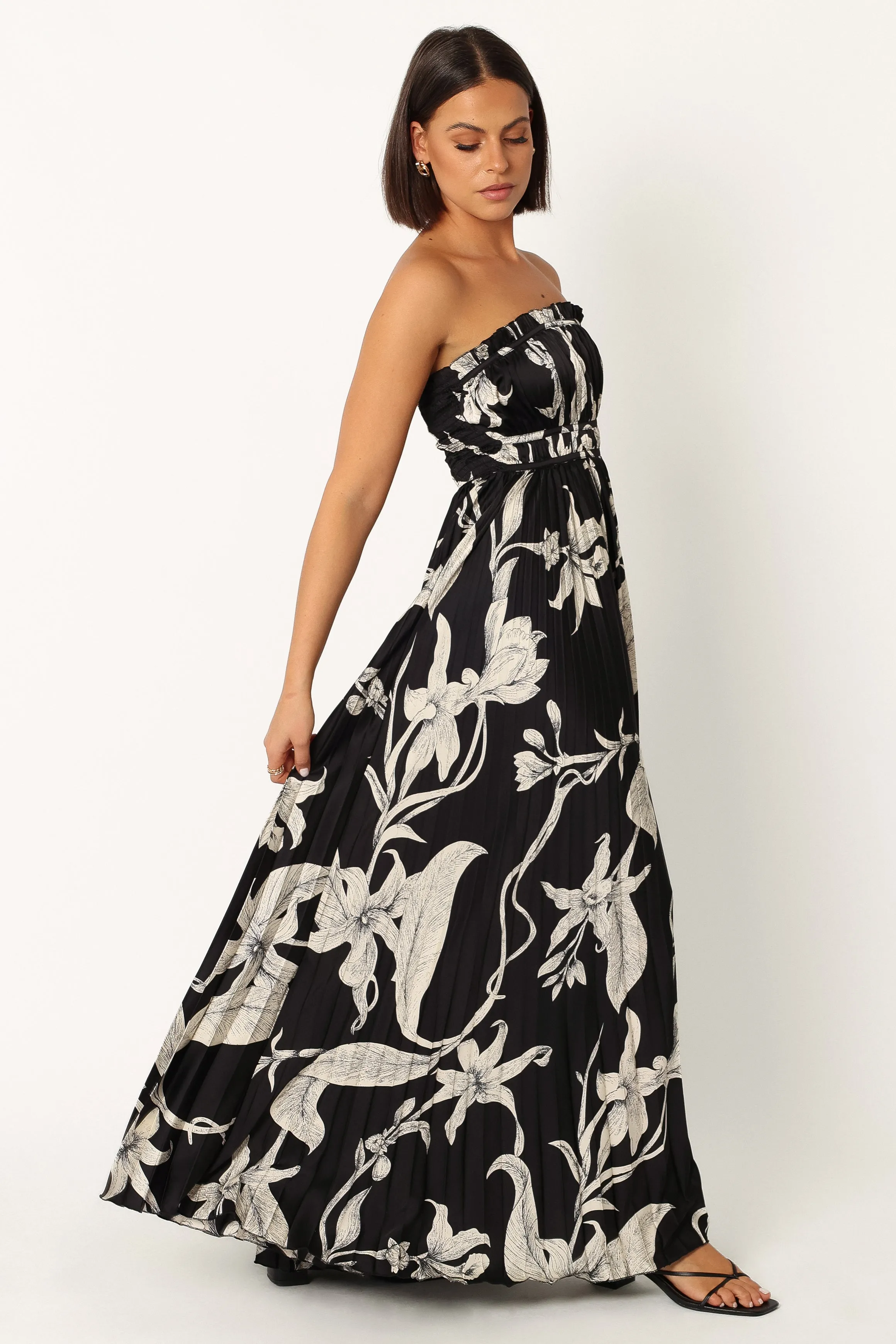 Angelique Strapless Maxi Dress - Black Floral sold by Petal & Pup product image thumbnail 2