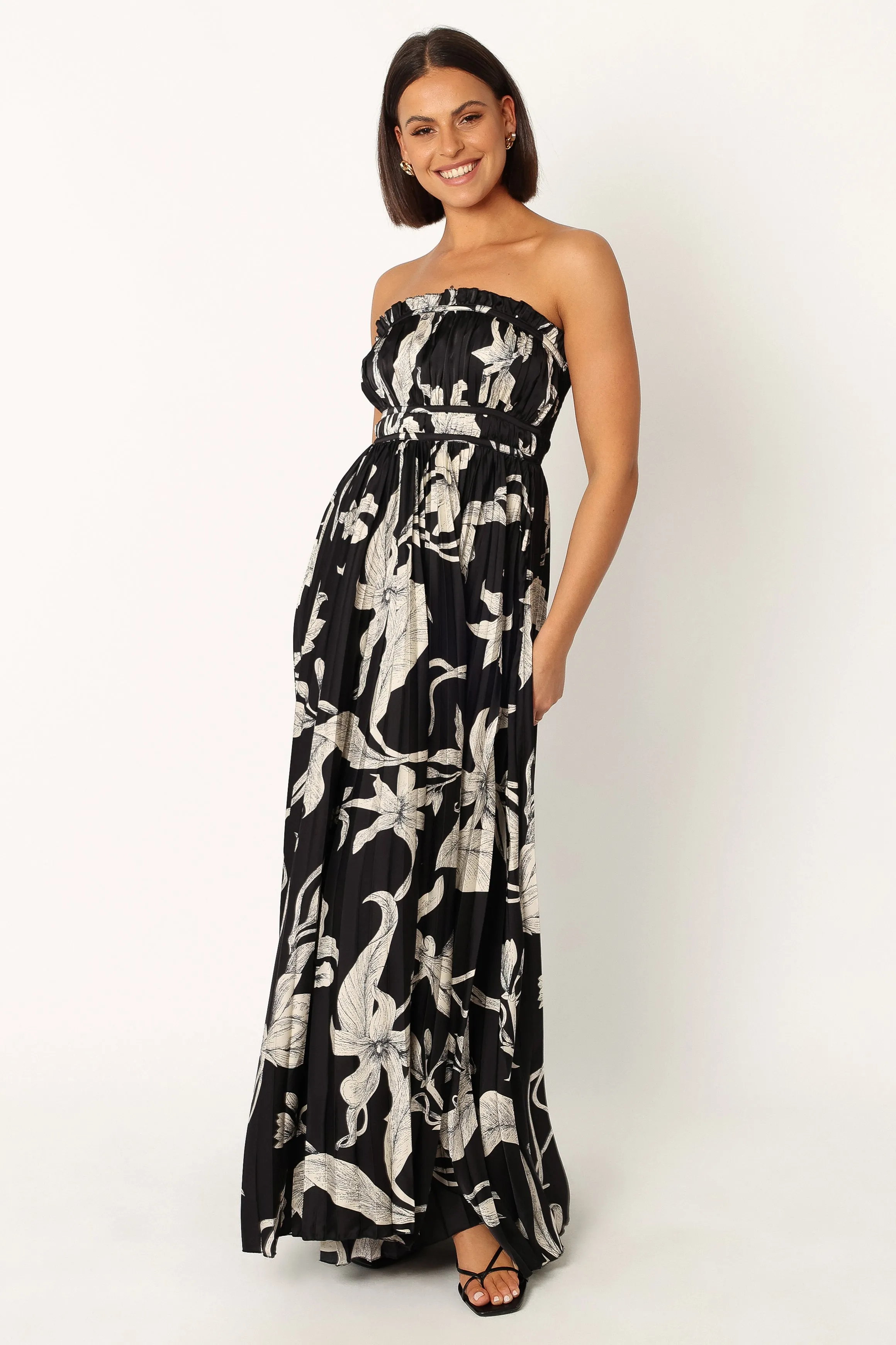 Angelique Strapless Maxi Dress - Black Floral sold by Petal & Pup product image thumbnail 4