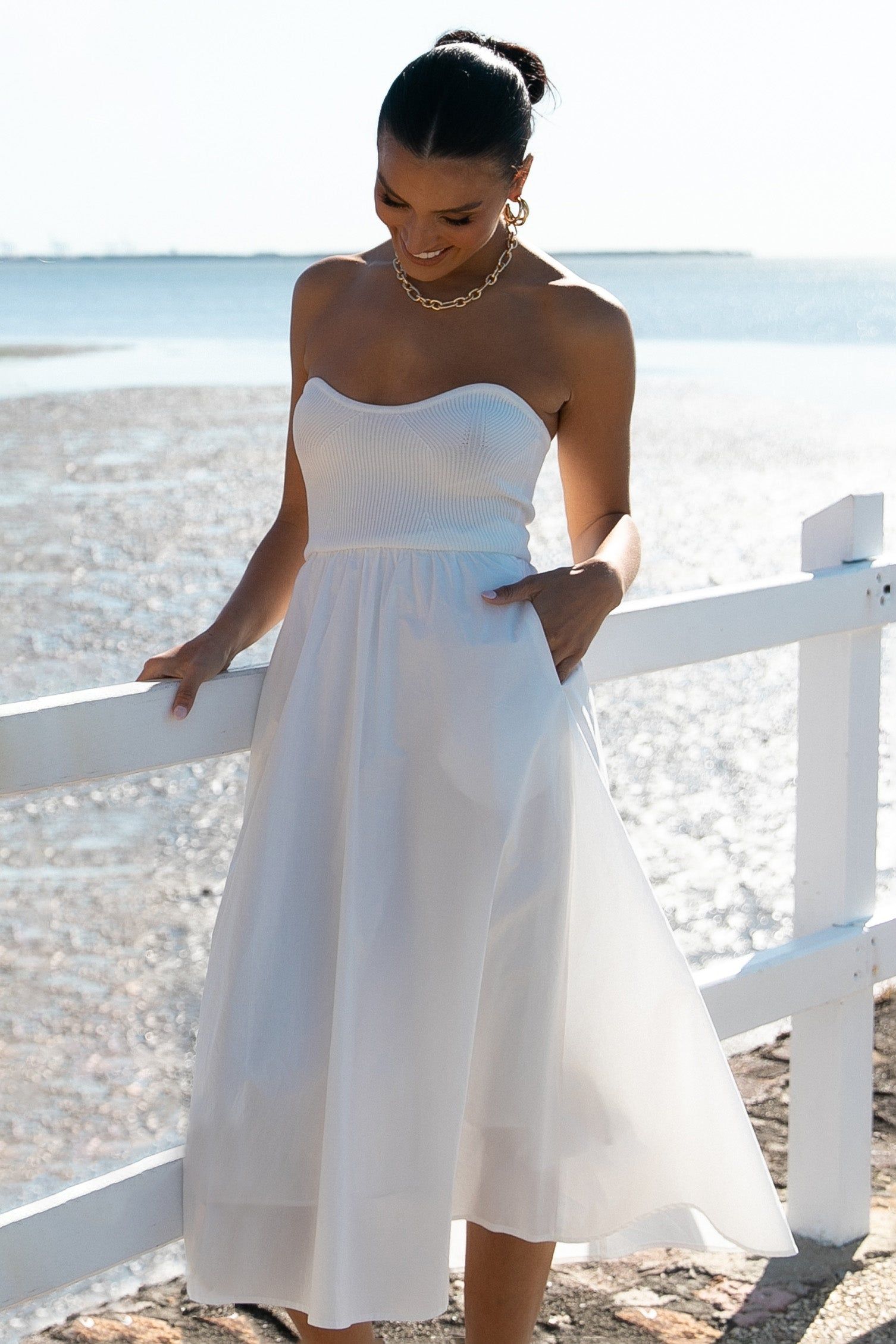 Molly Strapless Dress - Ivory sold by Petal & Pup