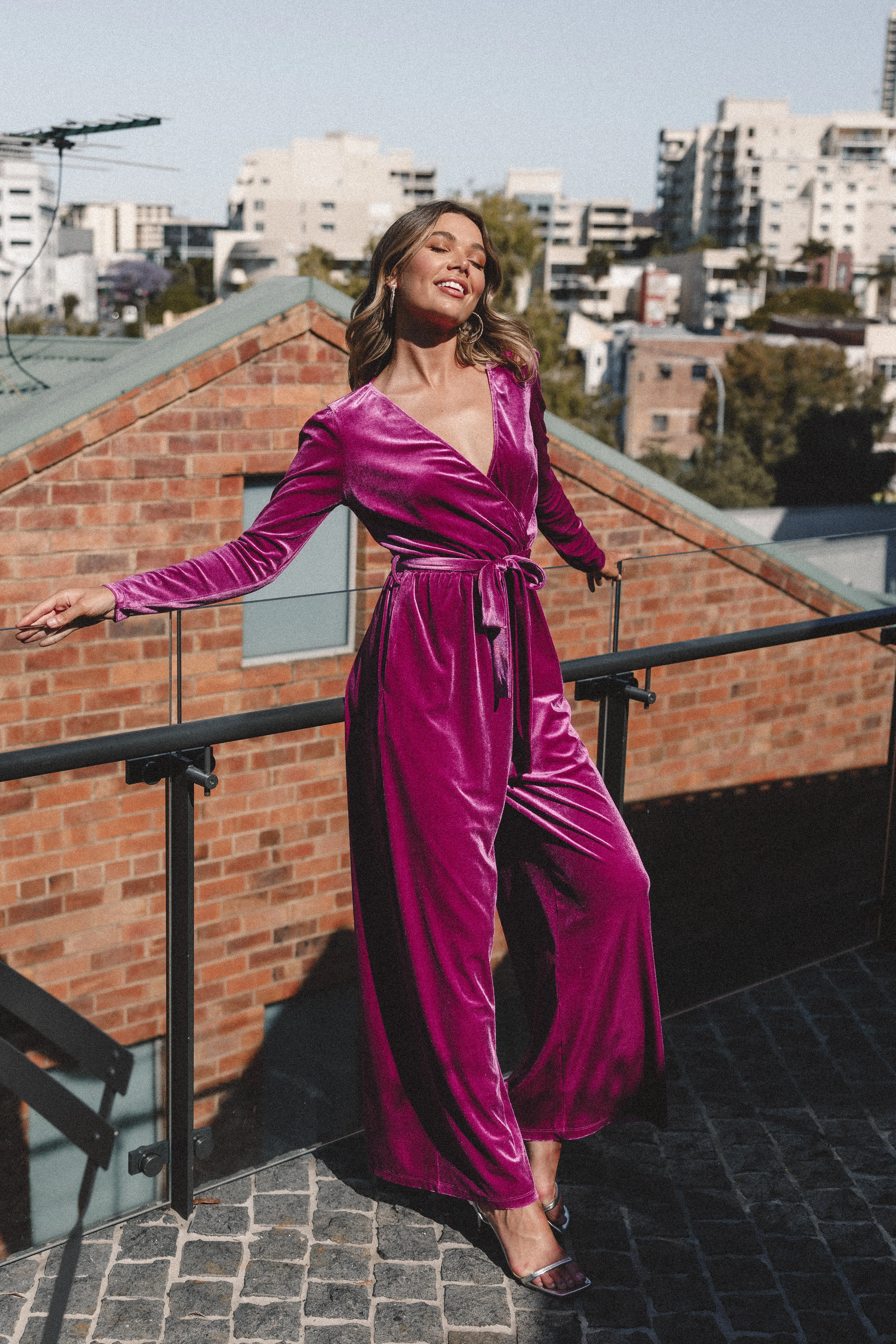 Patrice Velvet Jumpsuit - Berry sold by Petal & Pup