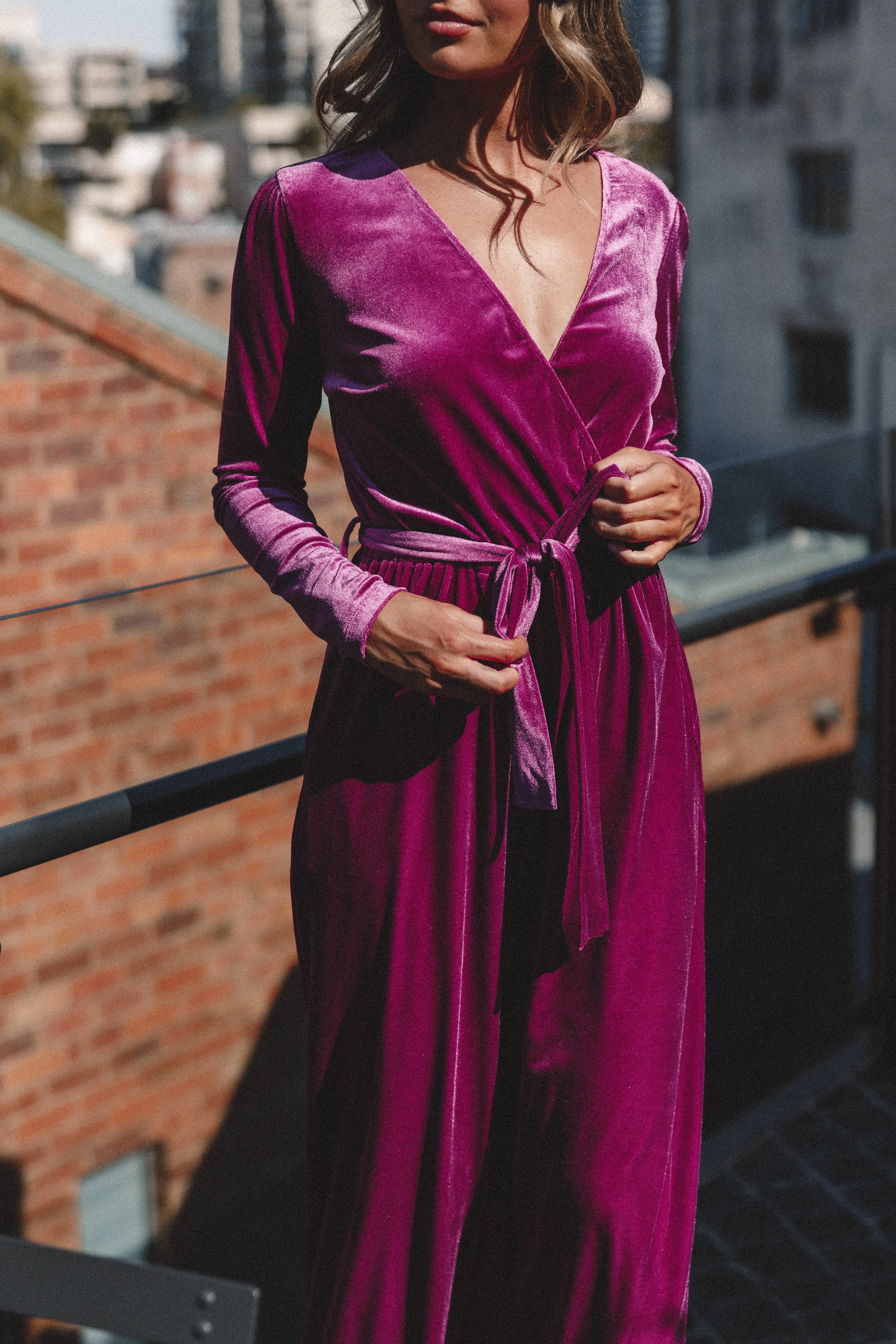 Patrice Velvet Jumpsuit - Berry sold by Petal & Pup product image thumbnail 2