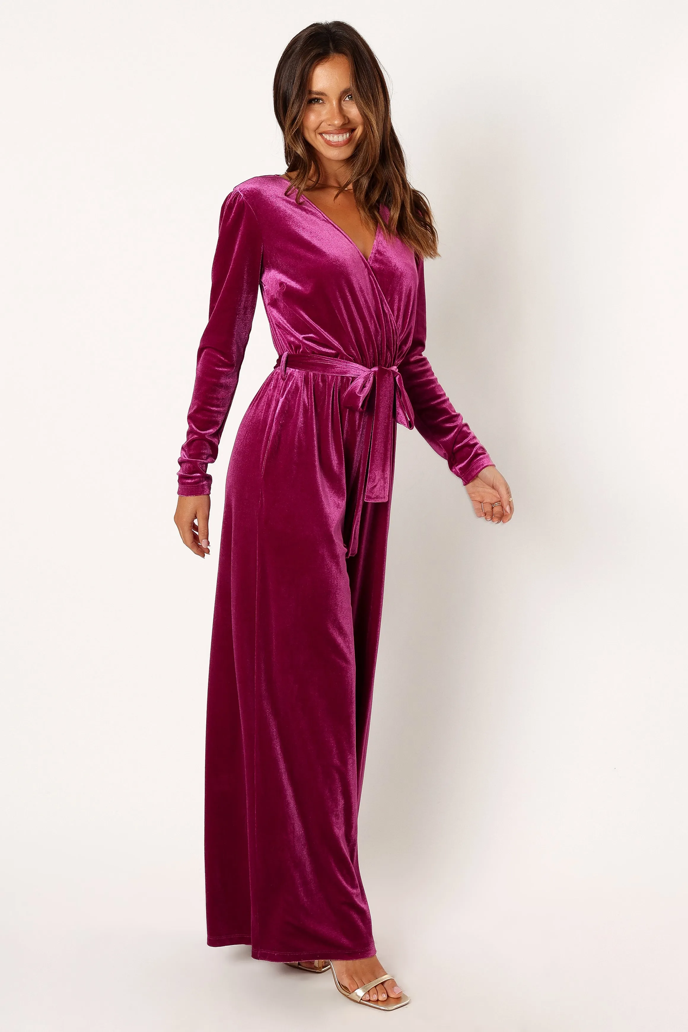 Patrice Velvet Jumpsuit - Berry sold by Petal & Pup product image thumbnail 5