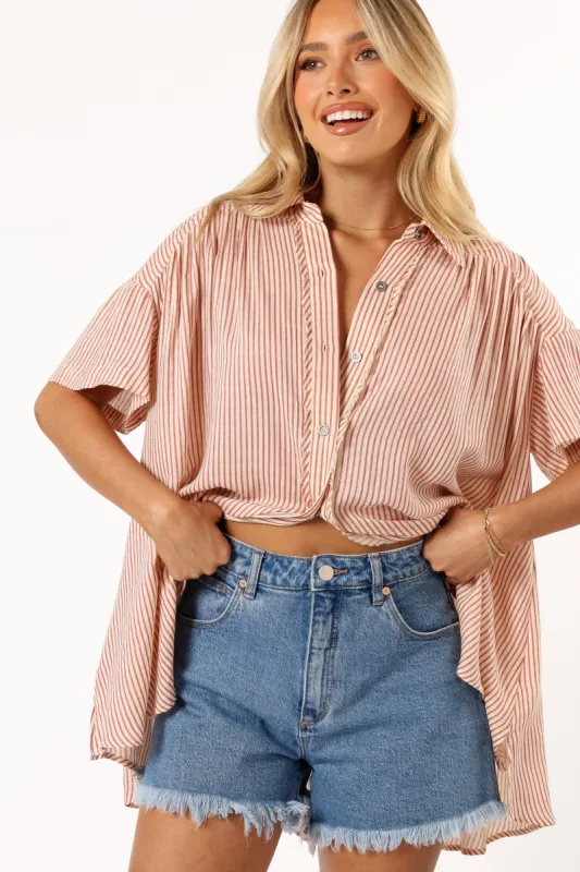 Piper Button Down Top - Cream Pink sold by Petal & Pup
