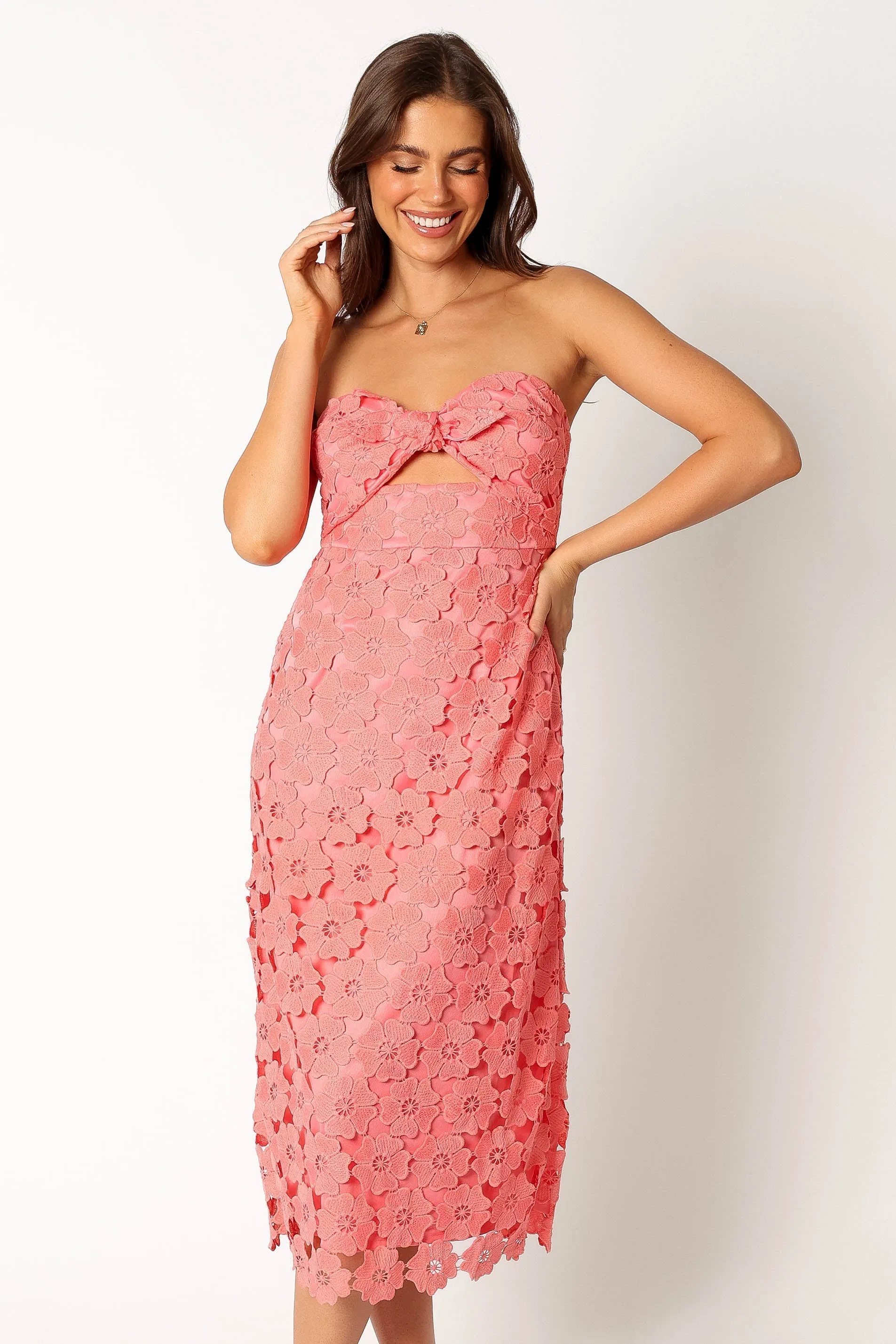 Tyler Strapless Midi Dress - Watermelon sold by Petal & Pup product image thumbnail 4