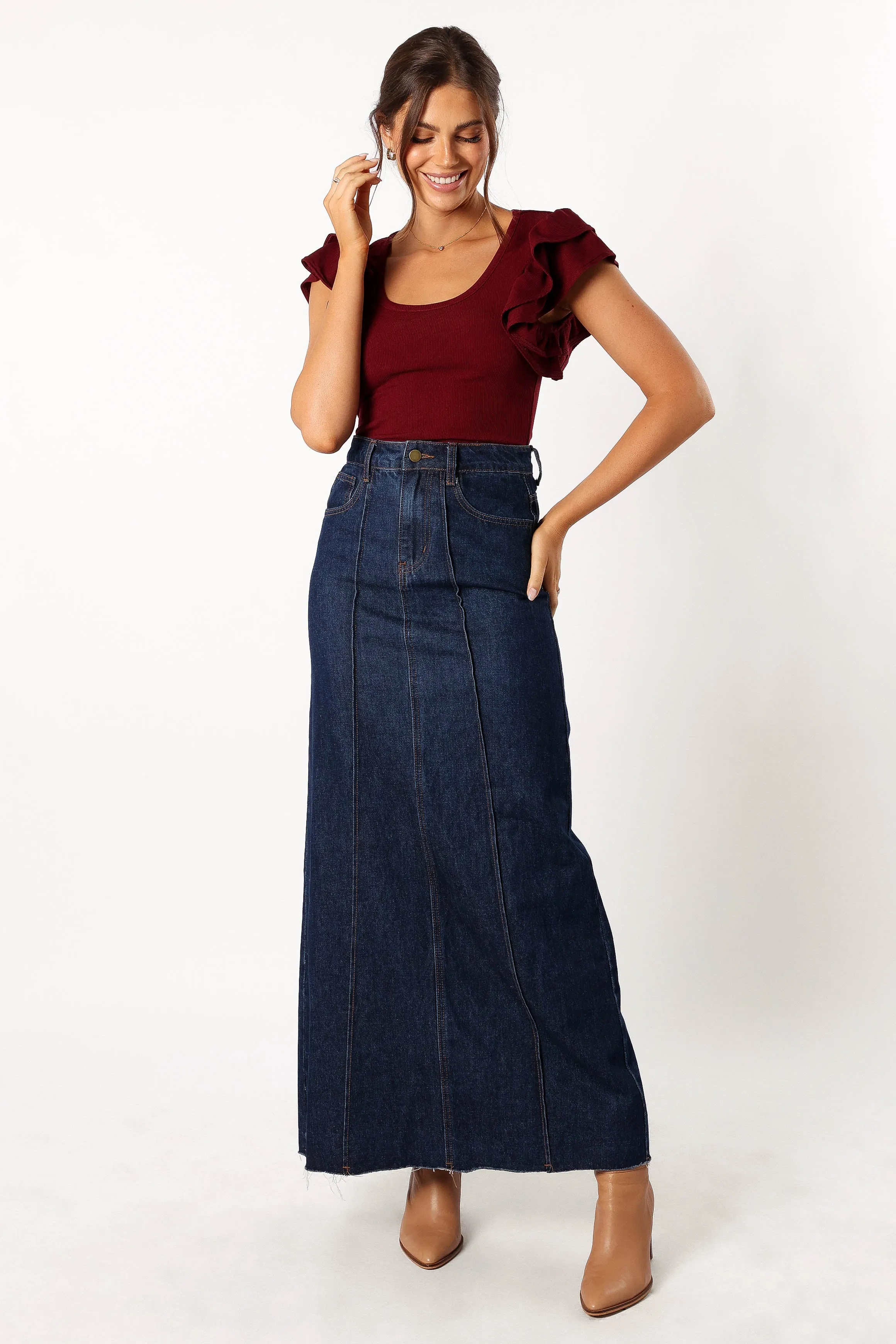 Loren Ribbed Top - Burgundy sold by Petal & Pup product image thumbnail 5