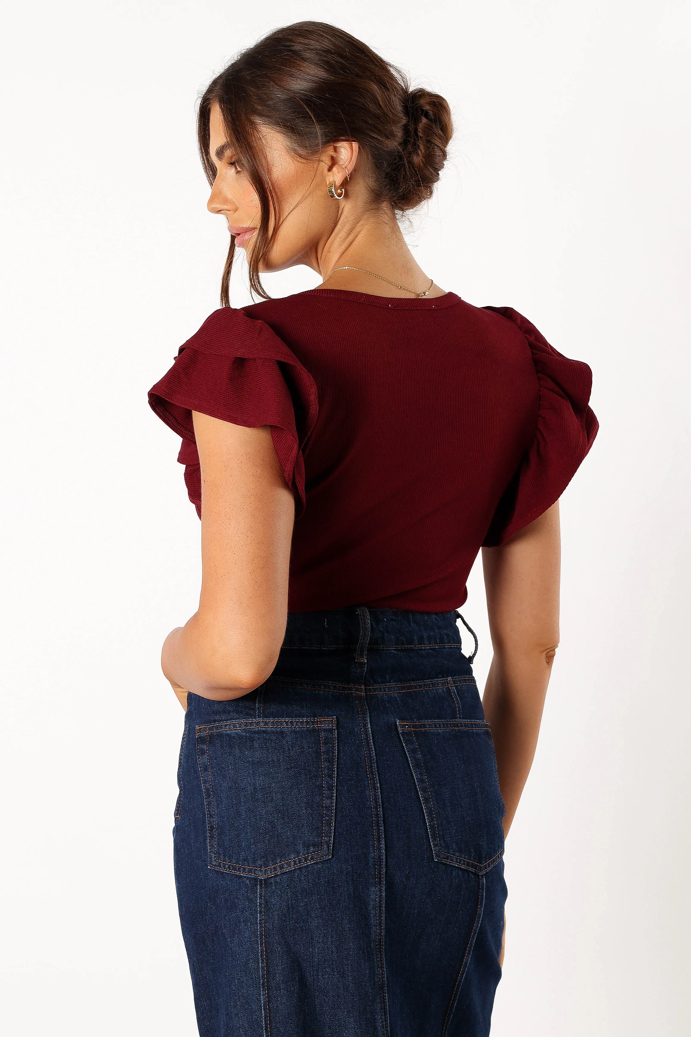 Loren Ribbed Top - Burgundy sold by Petal & Pup product image thumbnail 3