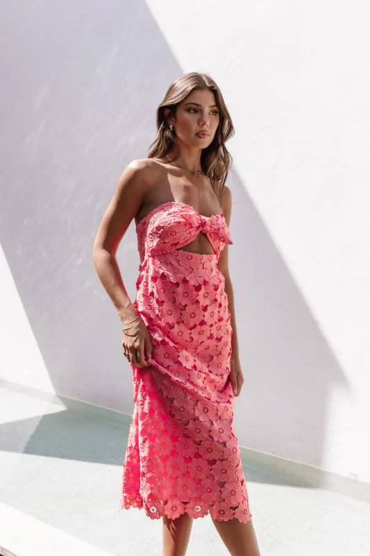 Tyler Strapless Midi Dress - Watermelon sold by Petal & Pup