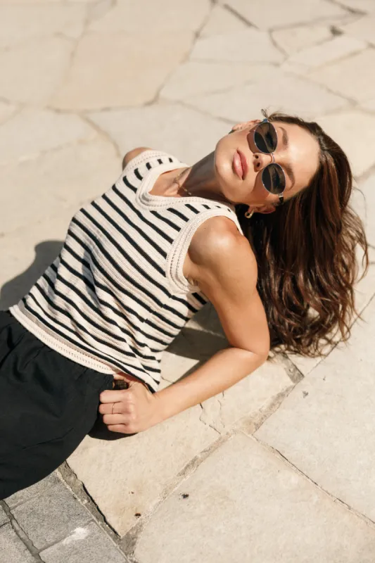 Cherie Knit Top - Sand Black sold by Petal & Pup