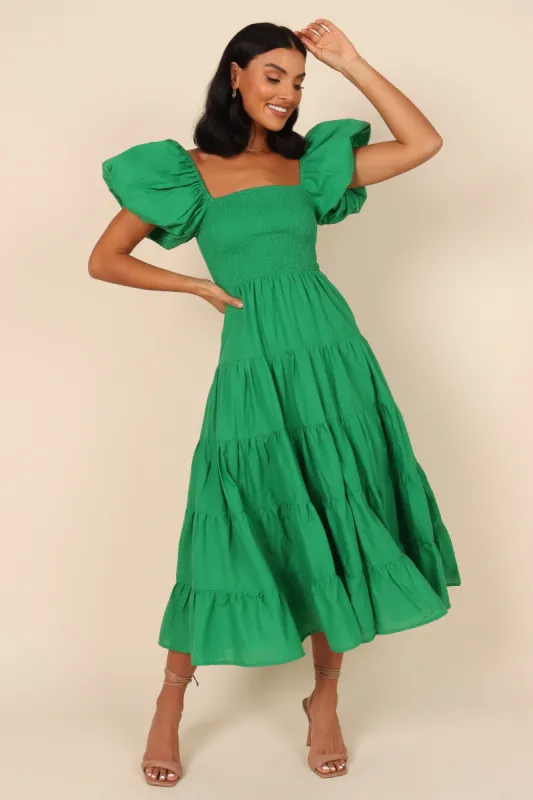 Morgan Tiered Dress - Green sold by Petal & Pup