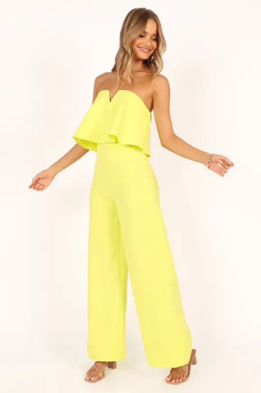 Sonny Strapless Jumpsuit - Lime sold by Petal & Pup
