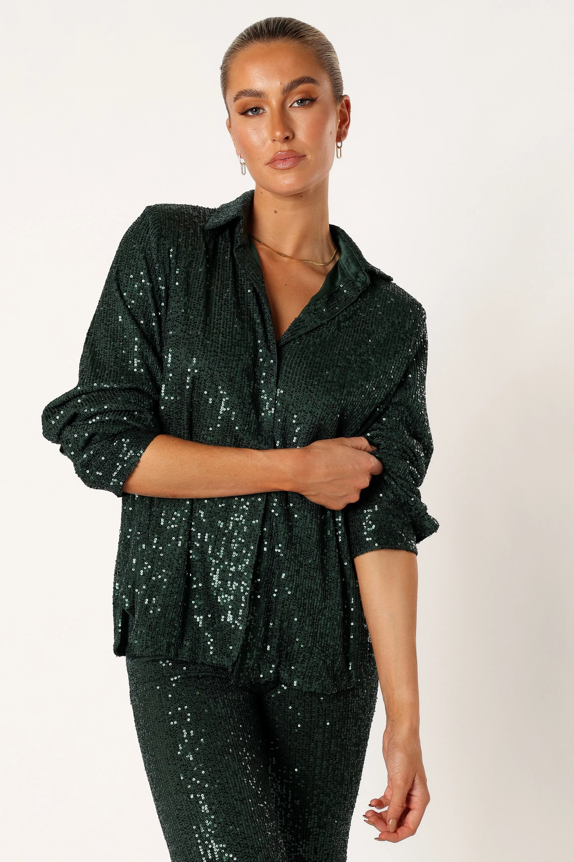 Darcy Sequin Two Piece Pant Set - Hunter Green sold by Petal & Pup product image thumbnail 3