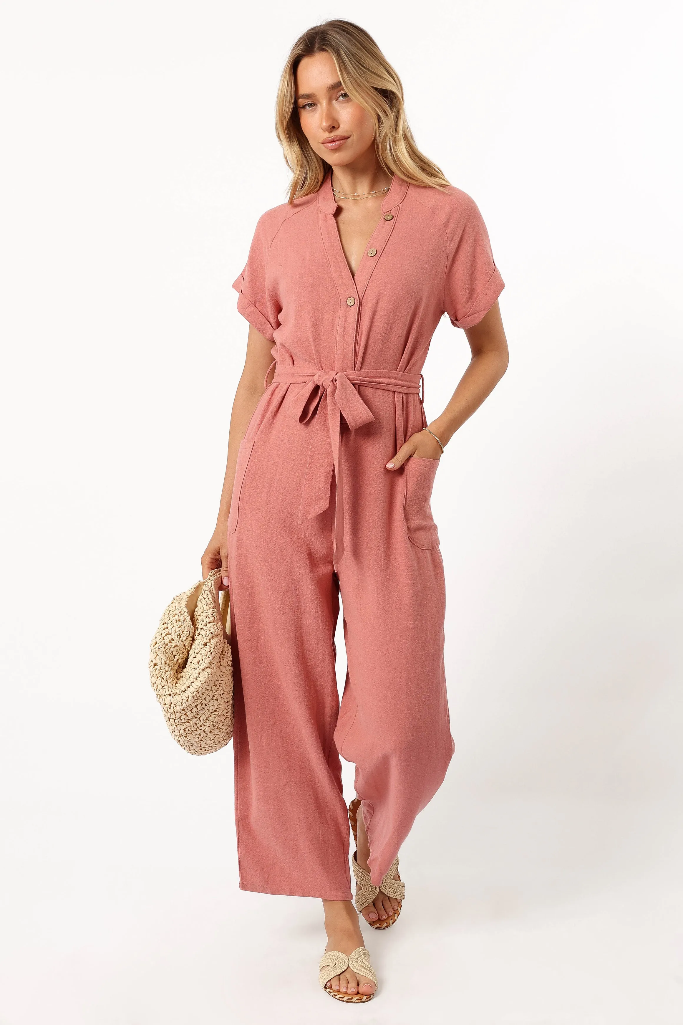 Archie Jumpsuit - Pink sold by Petal & Pup