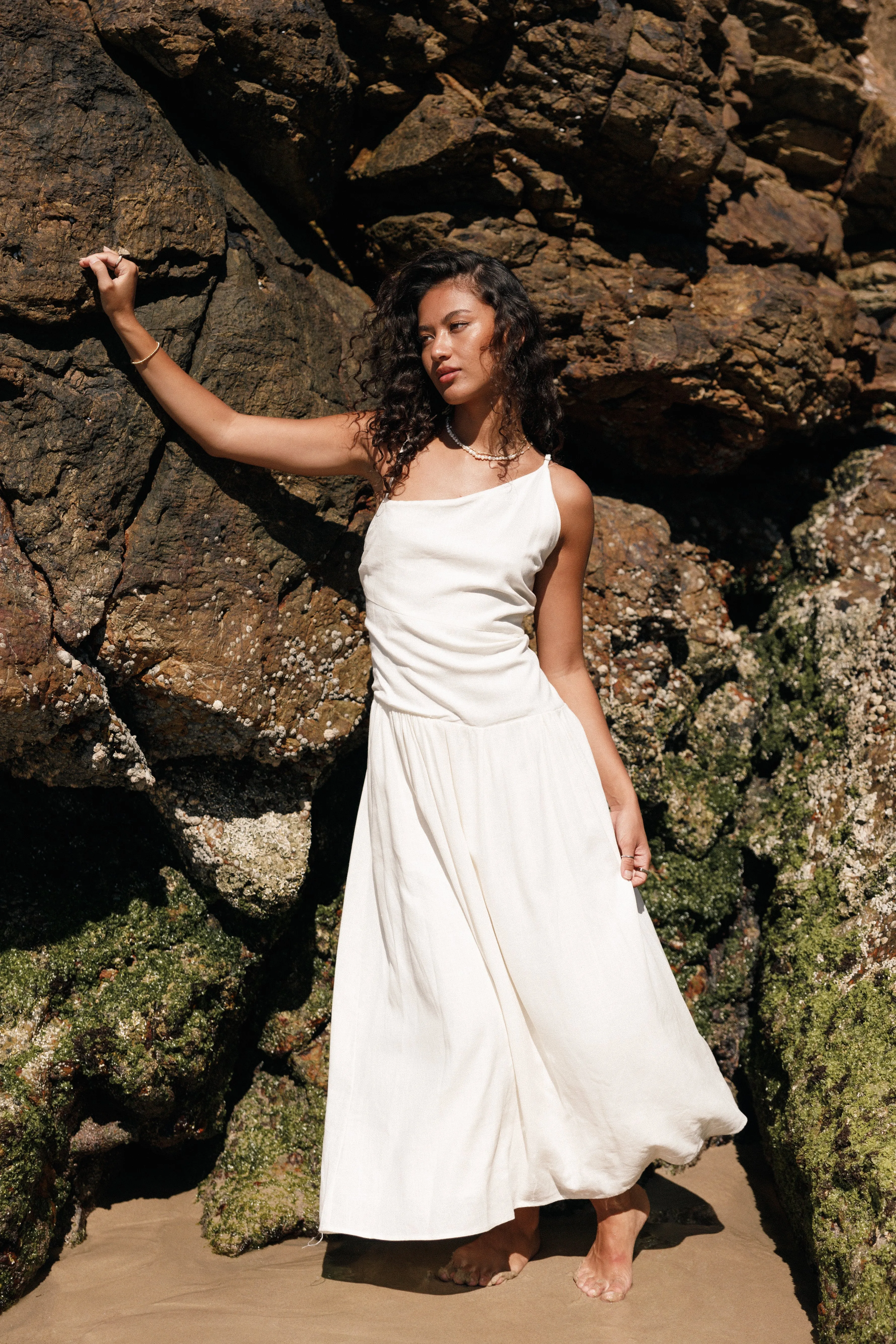 Shiloh Midi Dress - White sold by Petal & Pup