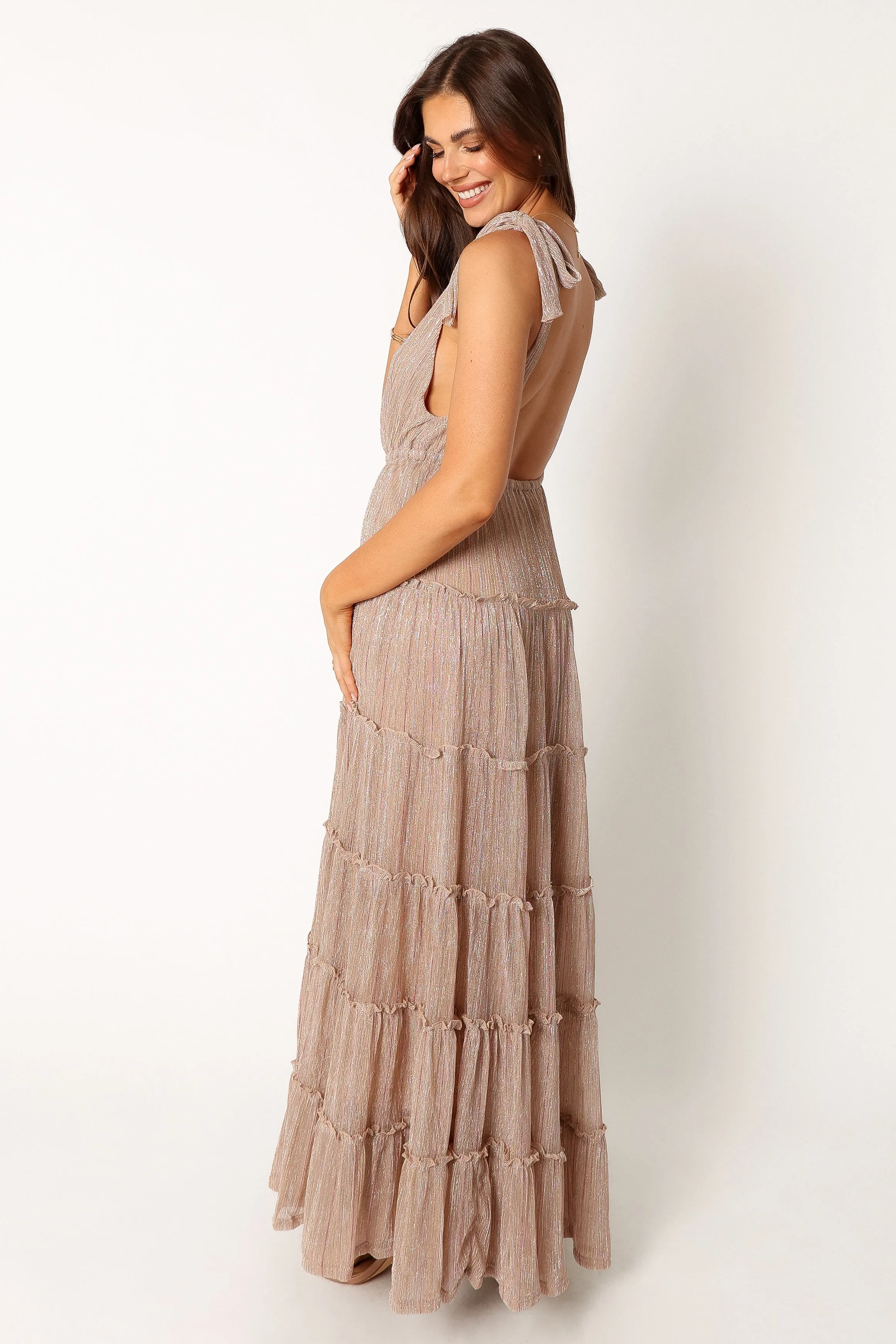 Devyn Tiered Maxi Dress - Rose Gold Stripe sold by Petal & Pup product image thumbnail 5