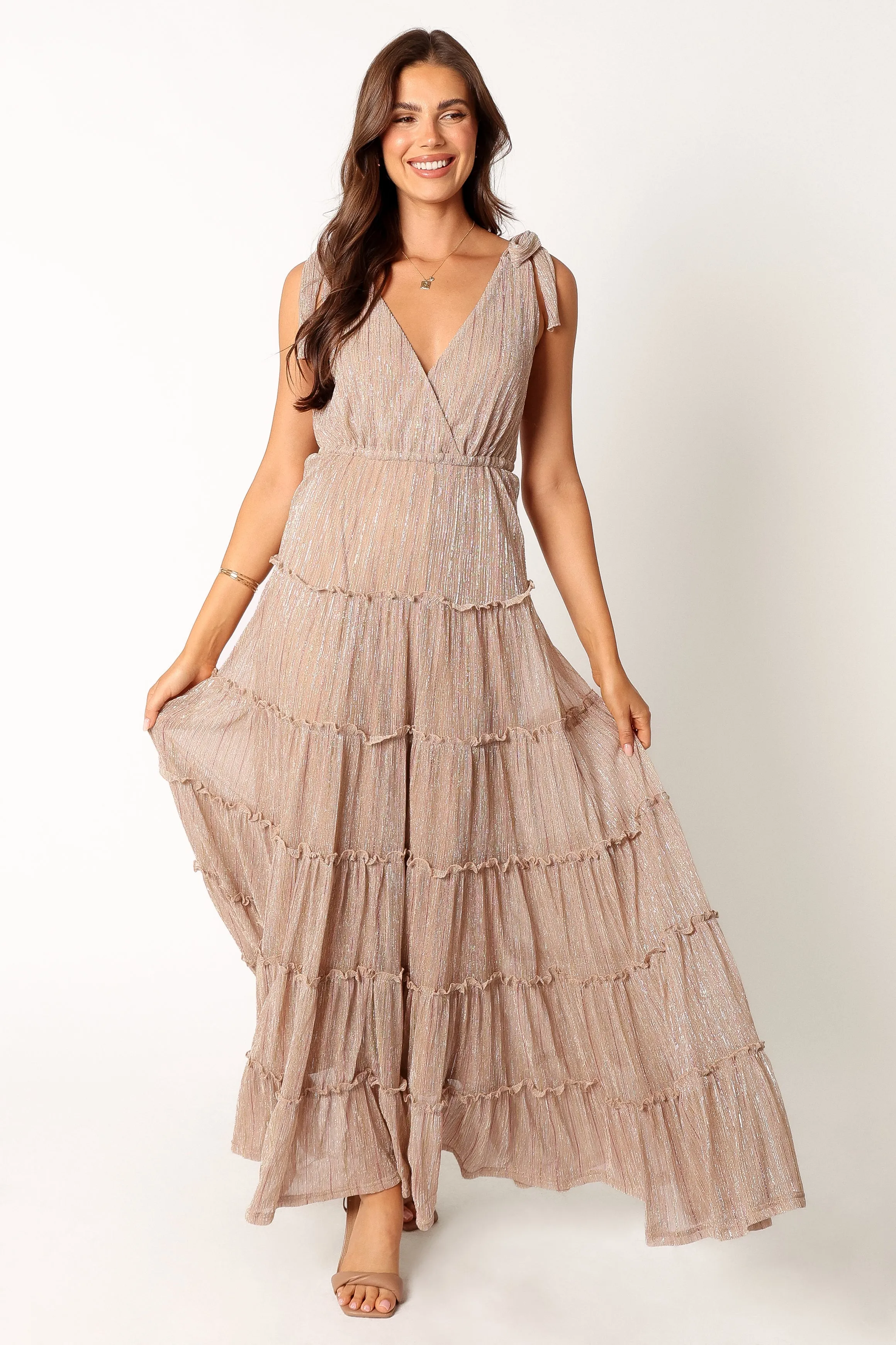 Devyn Tiered Maxi Dress - Rose Gold Stripe sold by Petal & Pup product image thumbnail 4