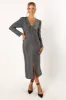 Luminate Long Sleeve Midi Dress - Silver sold by Petal & Pup