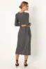 Luminate Long Sleeve Midi Dress - Silver sold by Petal & Pup