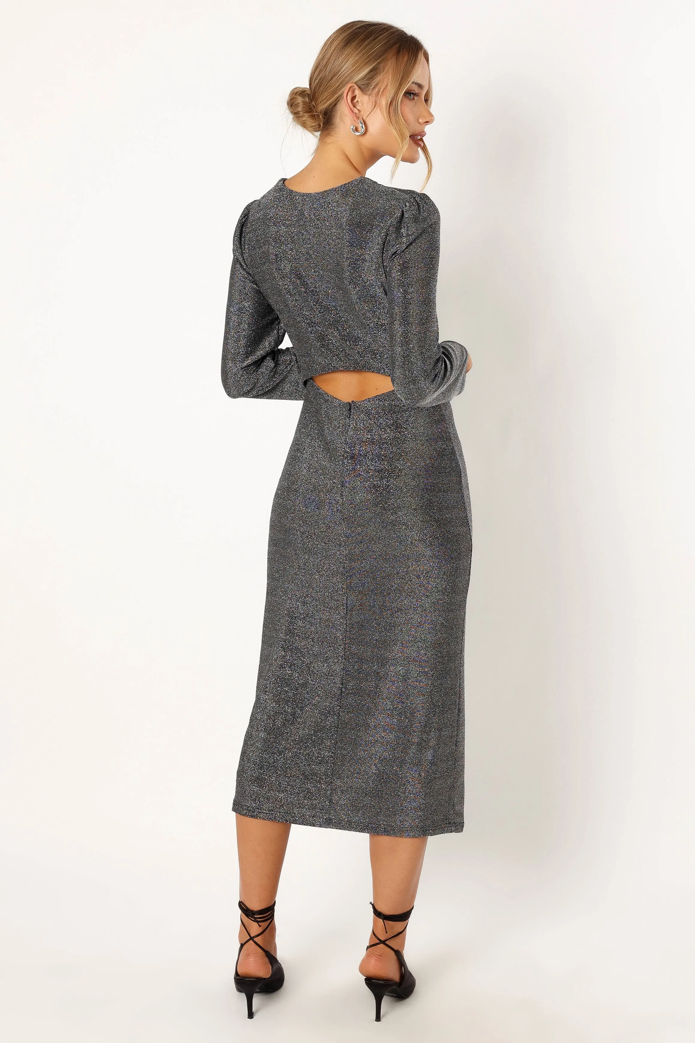 Luminate Long Sleeve Midi Dress - Silver sold by Petal & Pup product image thumbnail 5