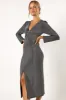 Luminate Long Sleeve Midi Dress - Silver sold by Petal & Pup