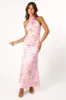 Mila Halterneck Maxi Dress - Pink Floral sold by Petal & Pup