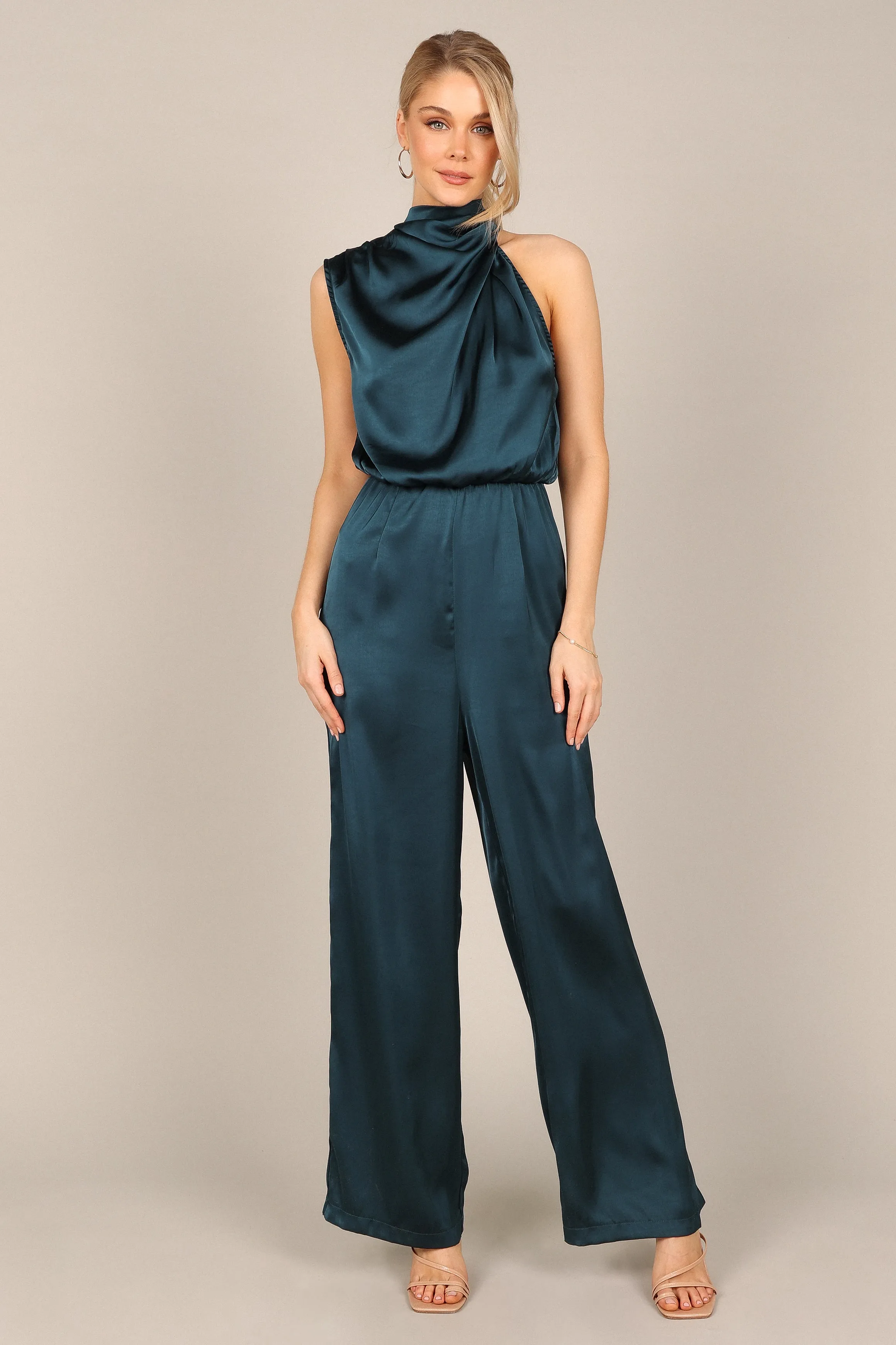 Savannah One Shoulder Jumpsuit - Teal sold by Petal & Pup