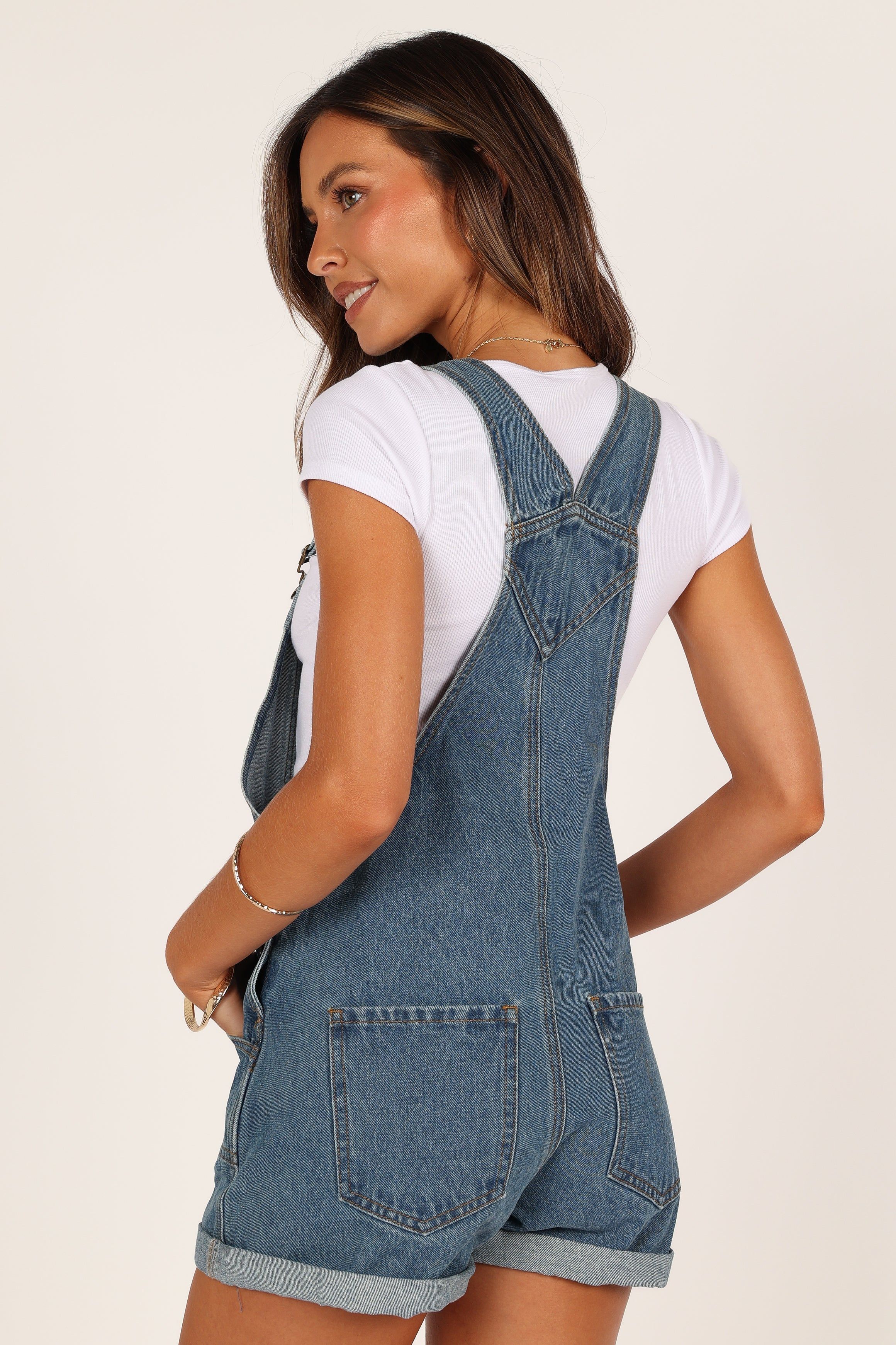 Kameron Denim Romper - Mid Blue Wash sold by Petal & Pup product image thumbnail 2