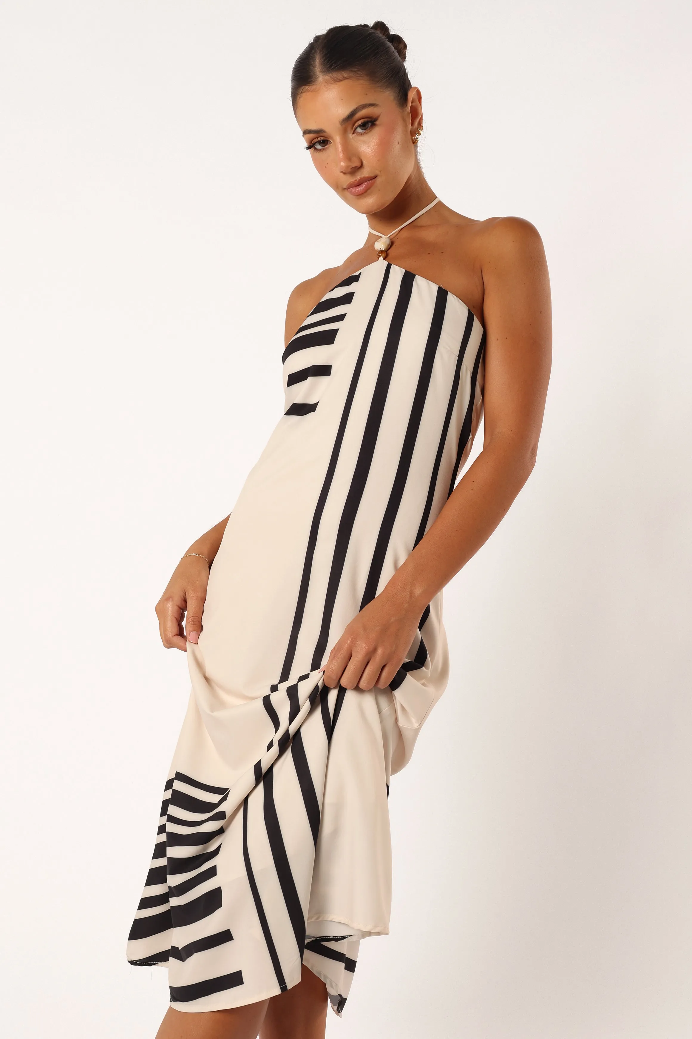 Deana Halterneck Midi Dress - Cream Black sold by Petal & Pup product image thumbnail 3