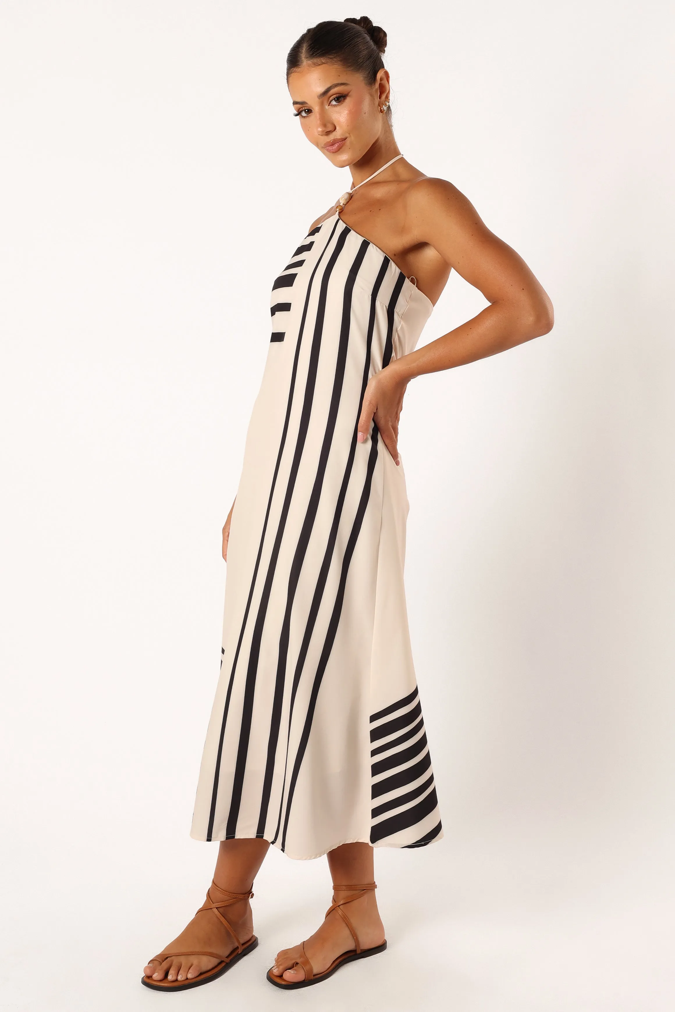 Deana Halterneck Midi Dress - Cream Black sold by Petal & Pup product image thumbnail 4