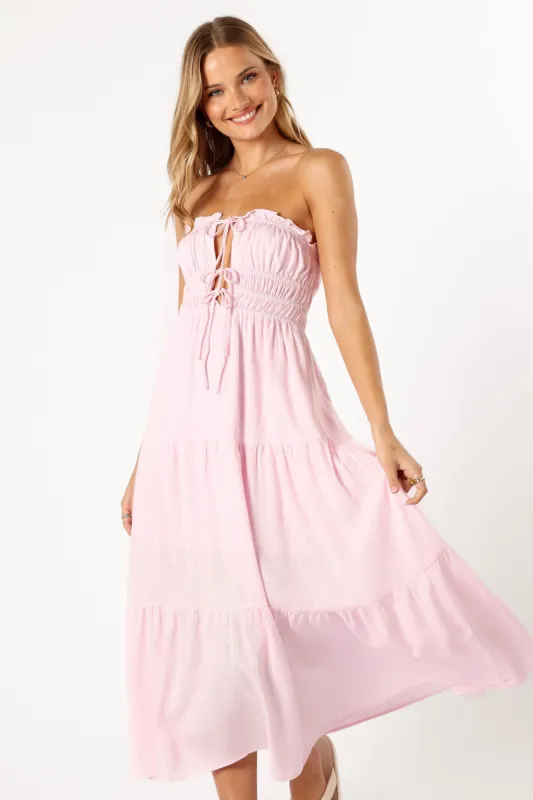Iris Strapless Midi Dress - Pink sold by Petal & Pup