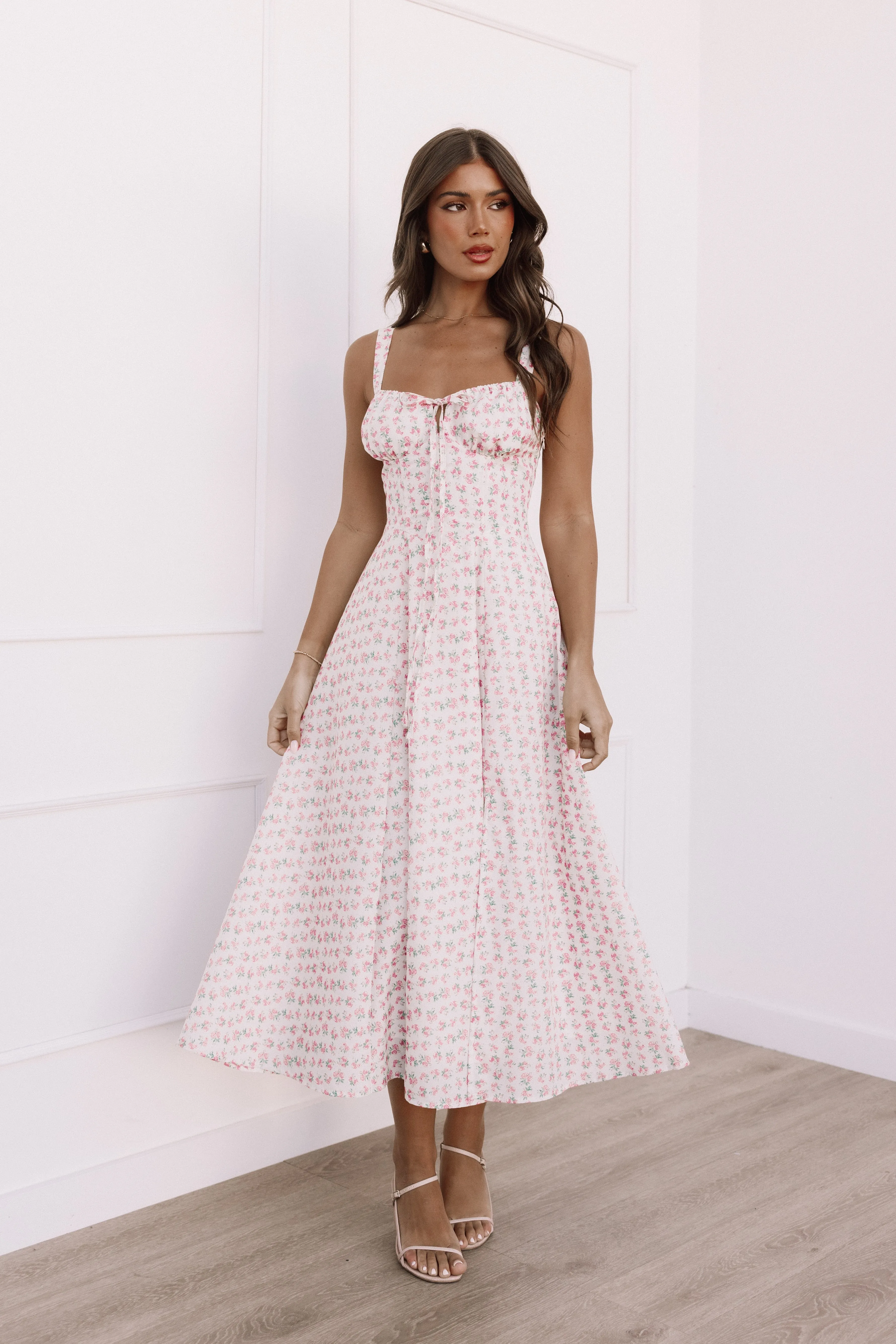 Elodie Midi Dress - Pink Floral | Parallel