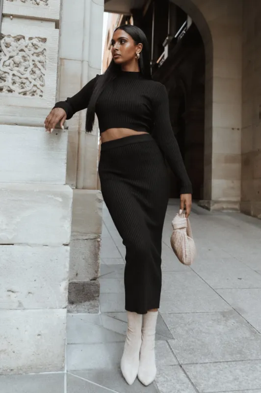 Claire Knit Two Piece Set - Black made by Petal & Pup