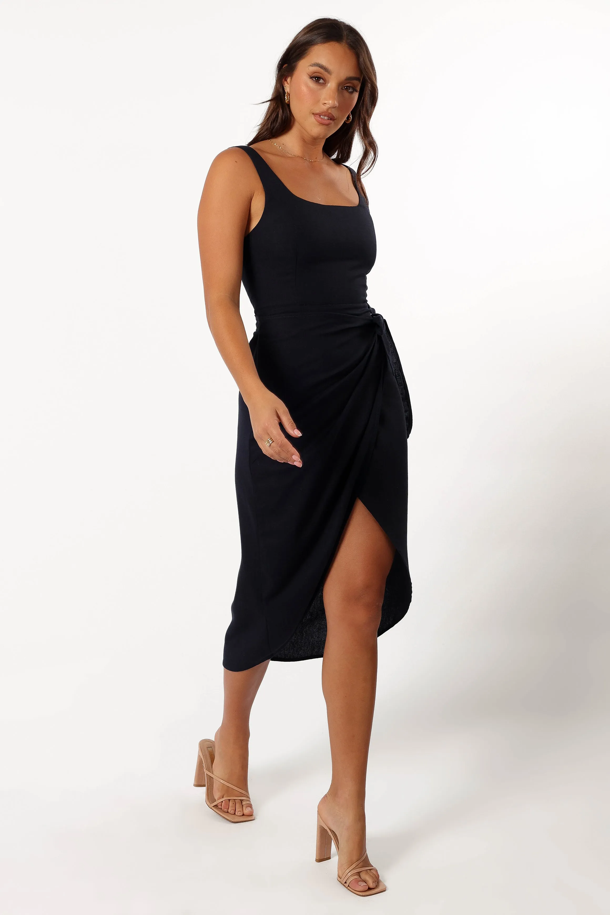 Misty Wrap Midi Dress - Navy sold by Petal & Pup product image thumbnail 3