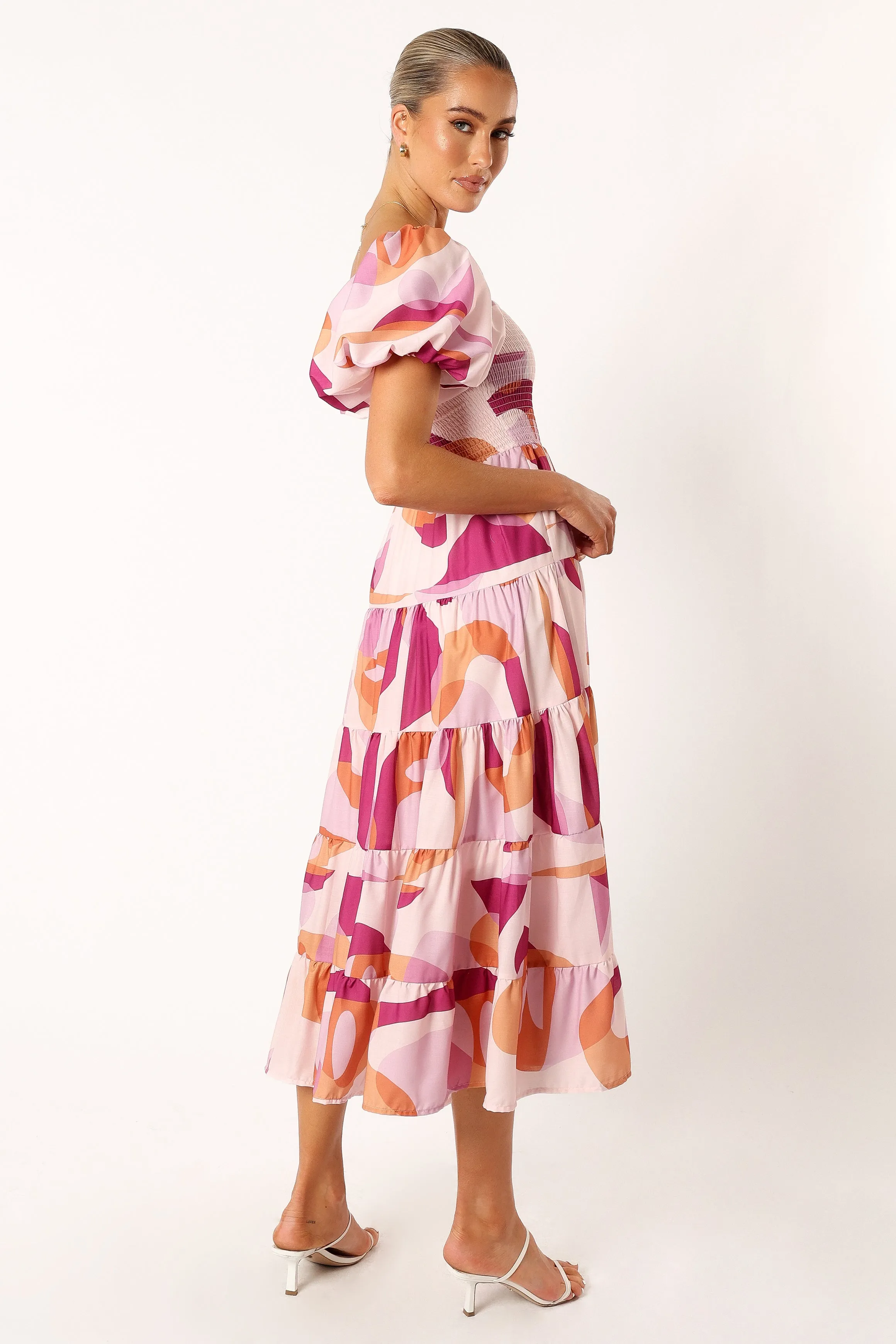 Mollie Puff Sleeve Midi Dress - Pink Swirl sold by Petal & Pup product image thumbnail 5