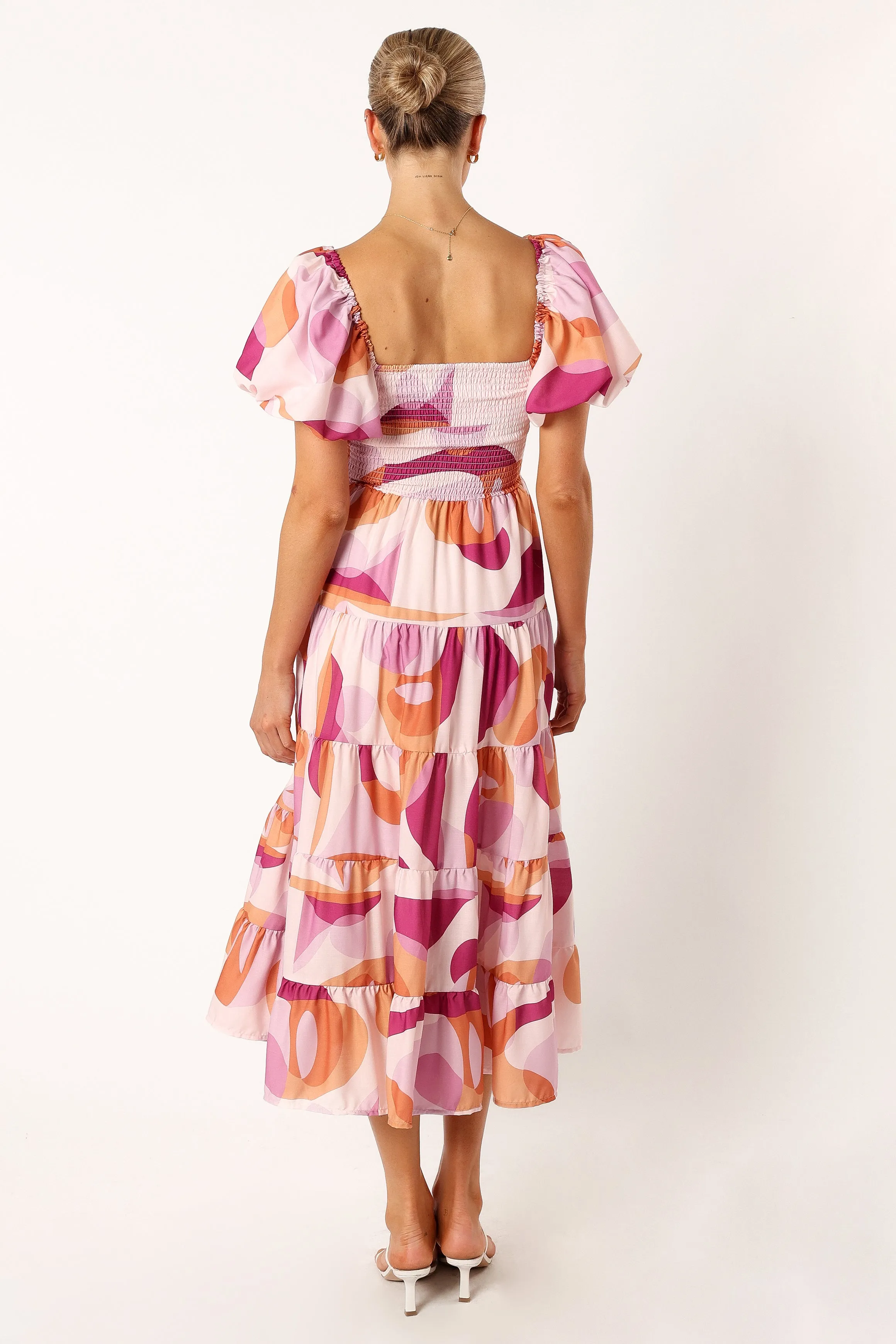 Mollie Puff Sleeve Midi Dress - Pink Swirl sold by Petal & Pup product image thumbnail 4